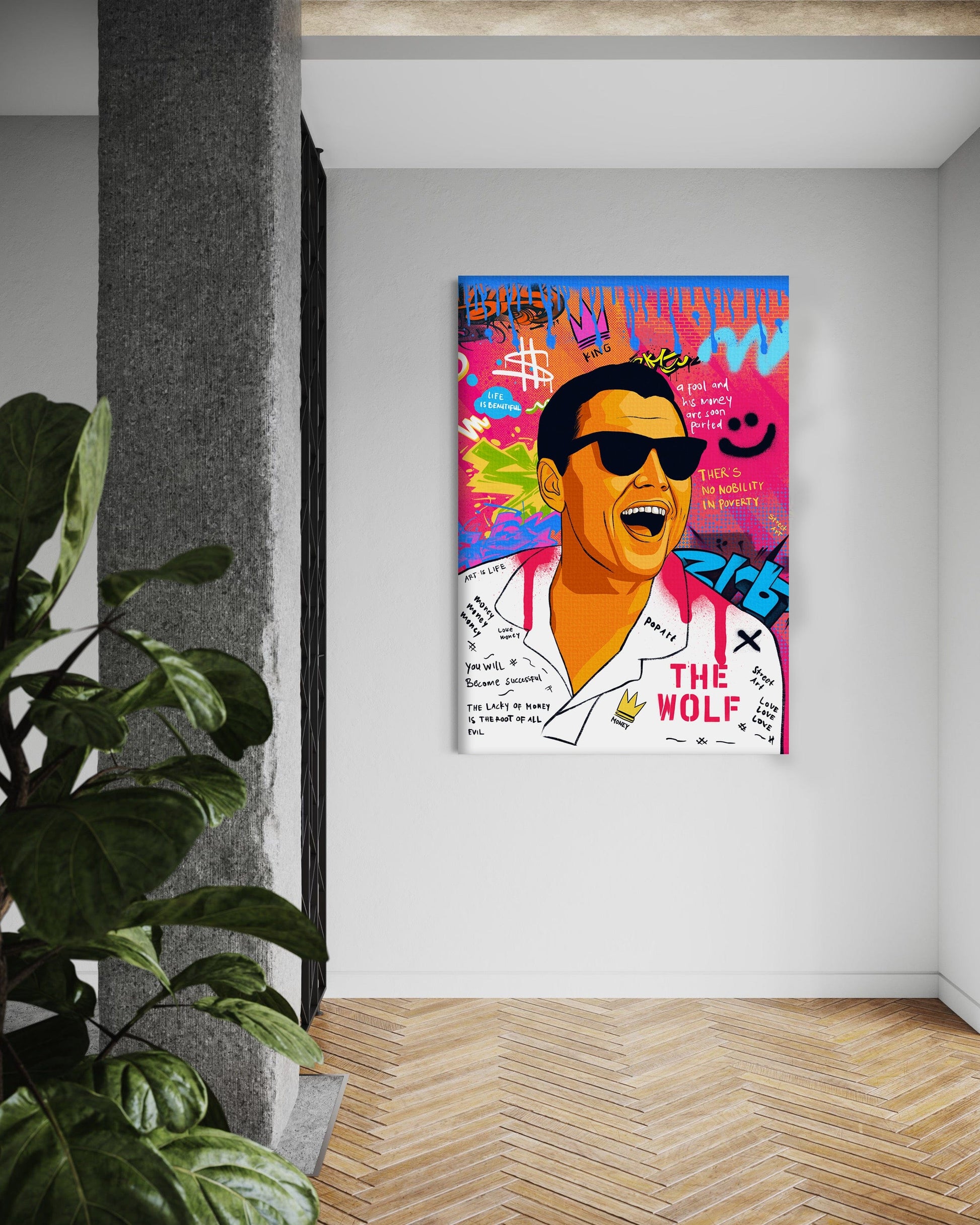 DiCaprio Wolf of Wallstreet - Leinwandbild Pop Art by SimpleCanvas