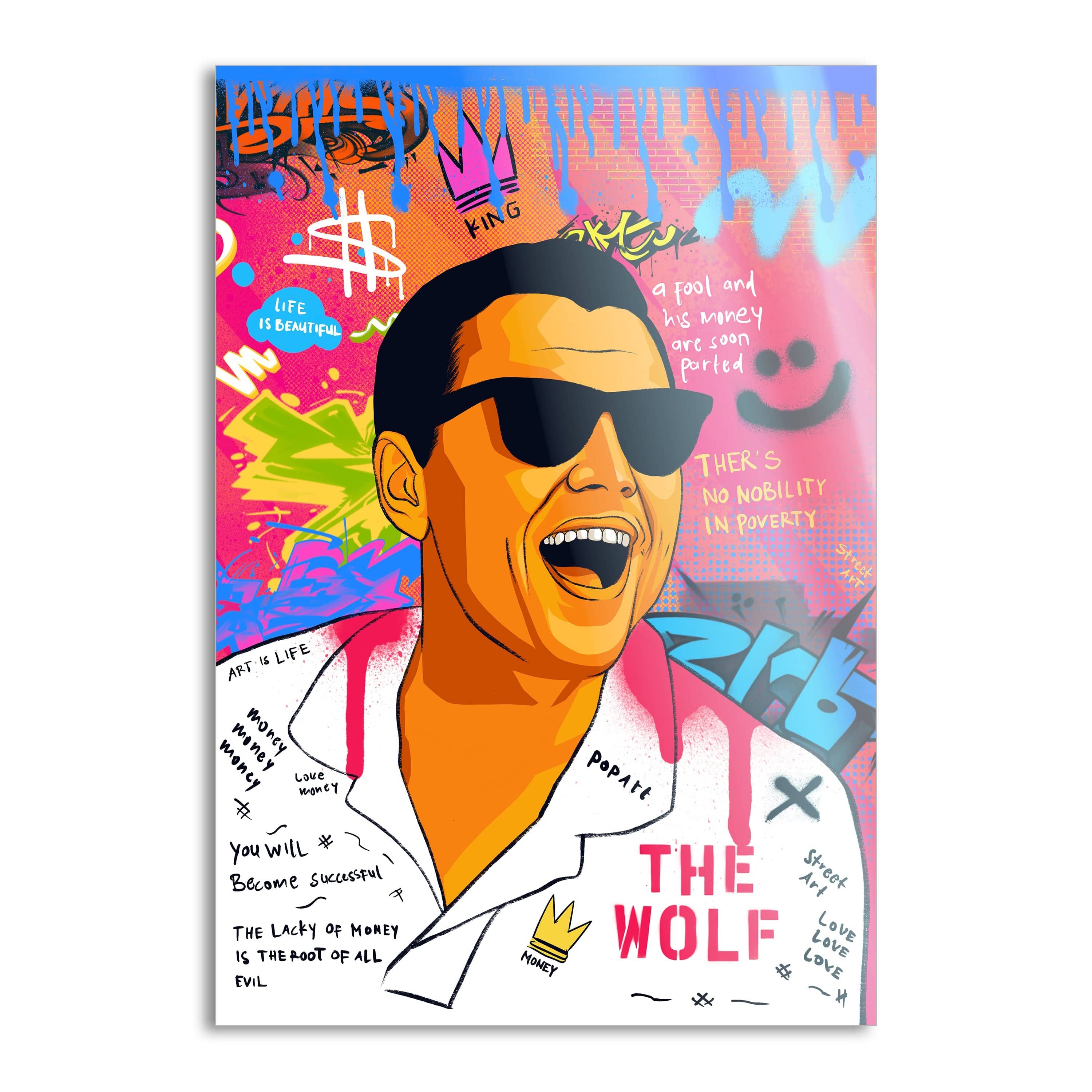 DiCaprio Wolf of Wallstreet - Leinwandbild Pop Art