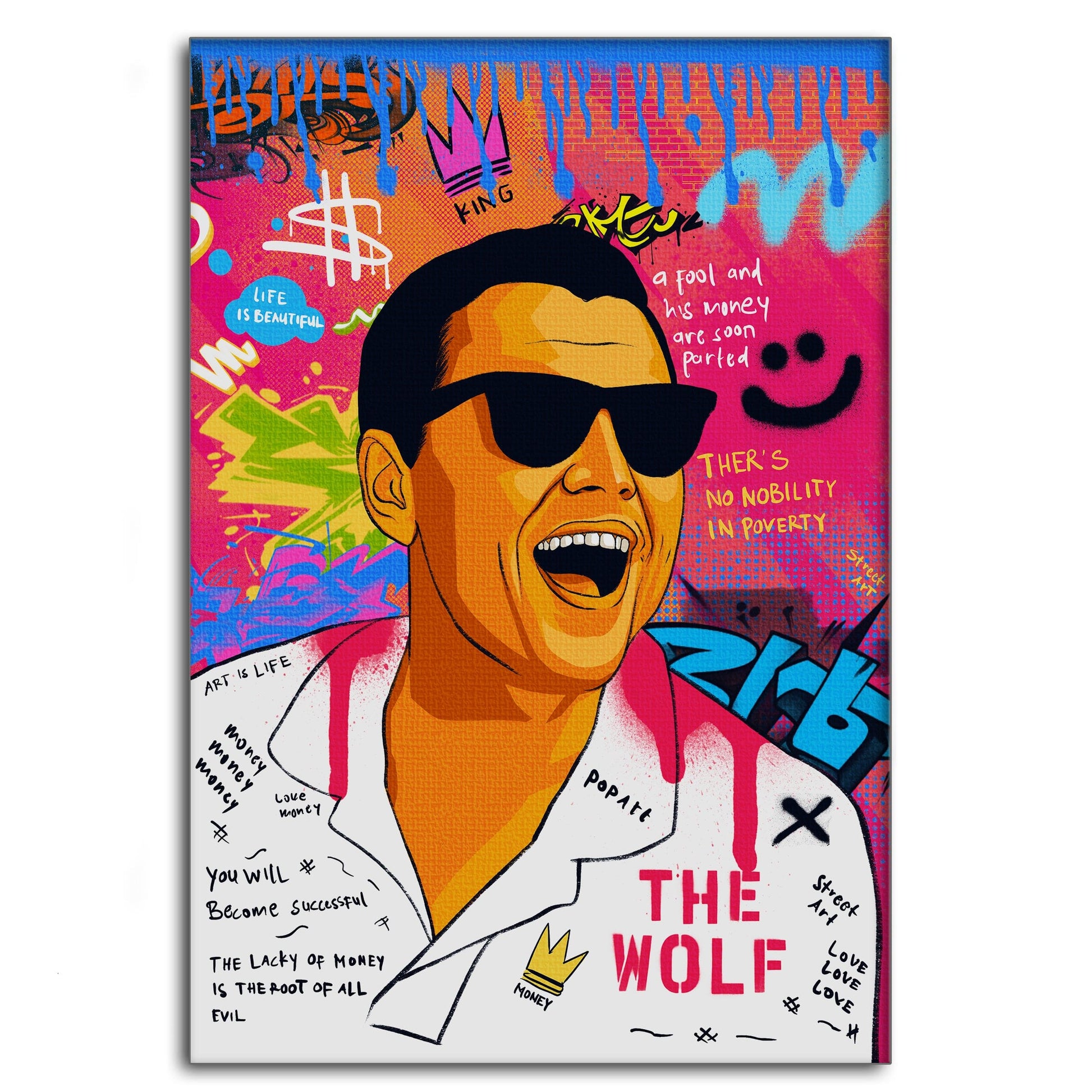 DiCaprio Wolf of Wallstreet - Leinwandbild Pop Art by SimpleCanvas