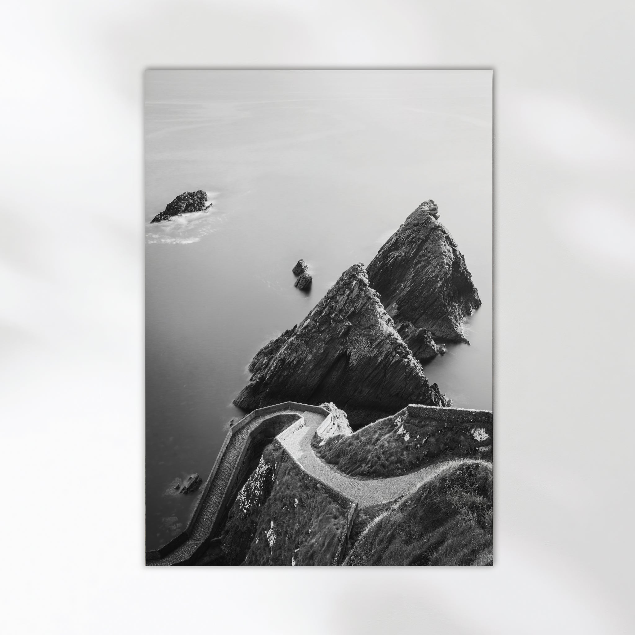 Dunquin Pier Wall Art Print – Black and White Coastal Landscape