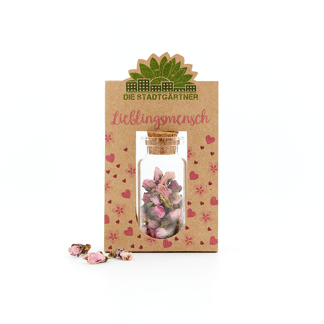 Lieblingsmensch mit handgepflückten Blüten