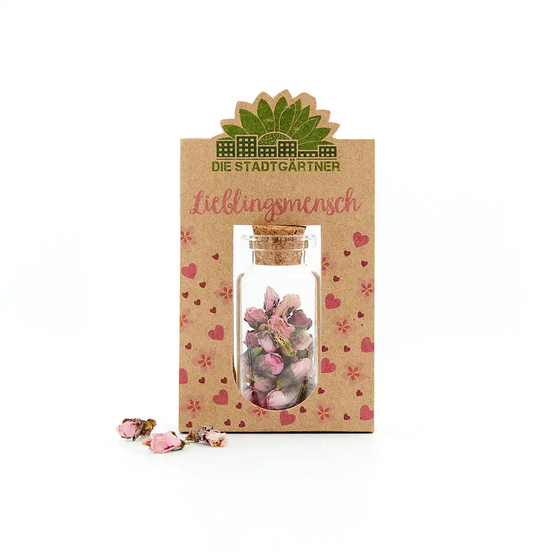 Lieblingsmensch mit handgepflückten Blüten