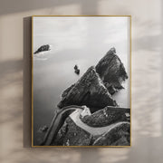 Dunquin Pier Wall Art Print – Black and White Coastal Landscape