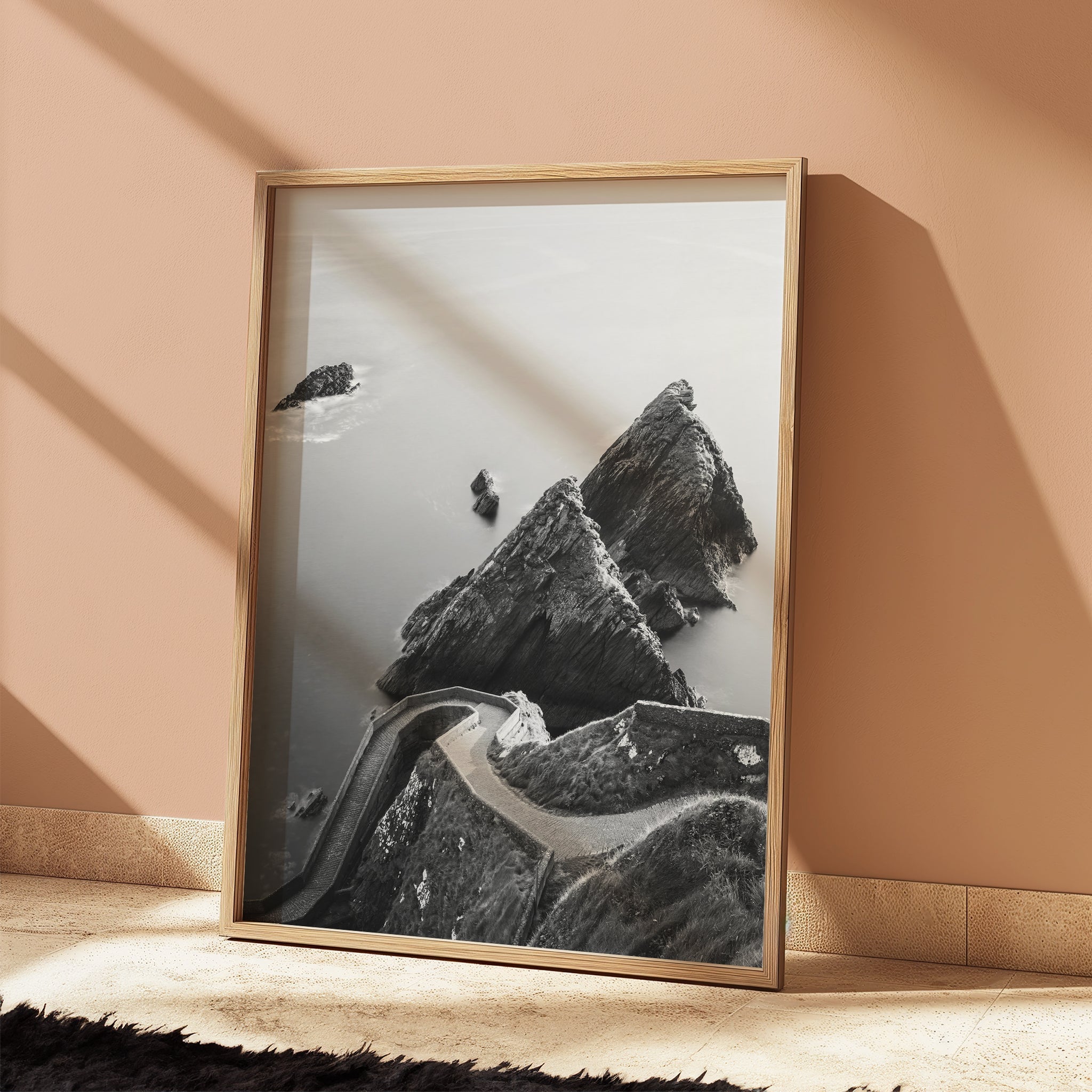 Dunquin Pier Wall Art Print – Black and White Coastal Landscape