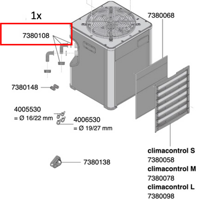EHEIM Abluftschacht mit Schablone f. climacontrol+ S/M/L (7426470)