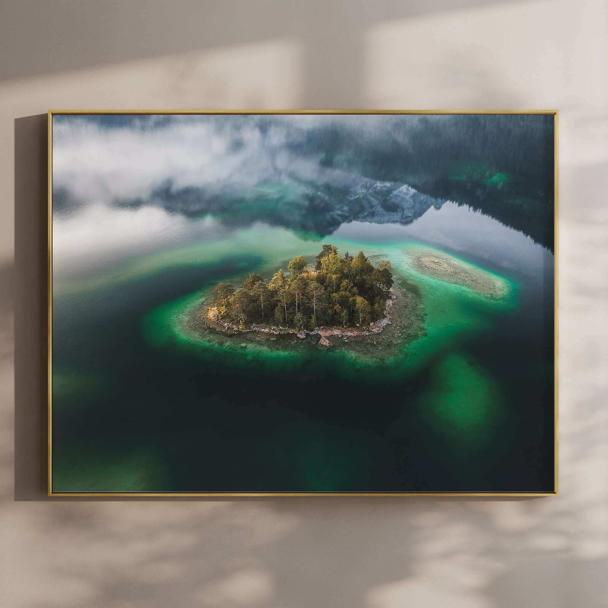 Eibsee Aerial Island Print – Bavarian Alps Landscape Photography Wall Art by Chamonix Prints