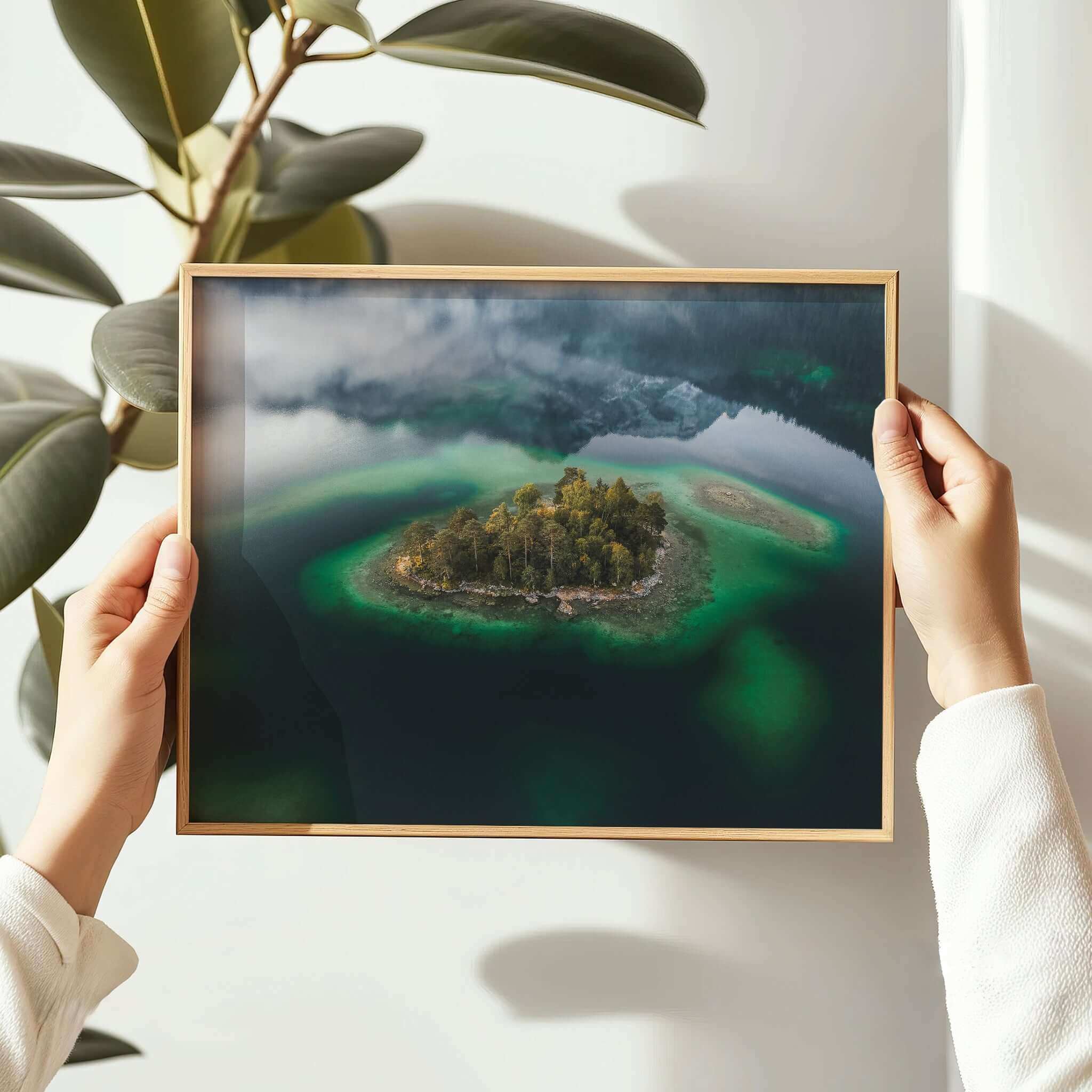 Eibsee Aerial Island Print – Bavarian Alps Landscape Photography Wall Art by Chamonix Prints