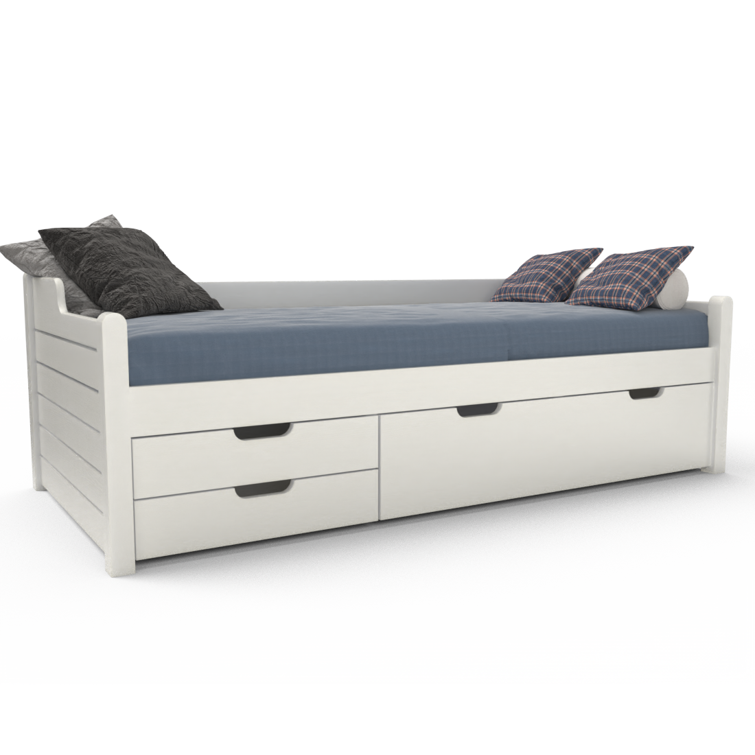 Einzelbett 90x200cm | 3-Schubladen | 100% Bio-Kiefer Massivholz Gästebett