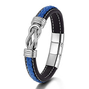 Eternal Blue Lederarmband Unisex Gravierbar Aus Echtem Leder In Schwarz Und Tiefblau Mit Gratis Luxus Etui