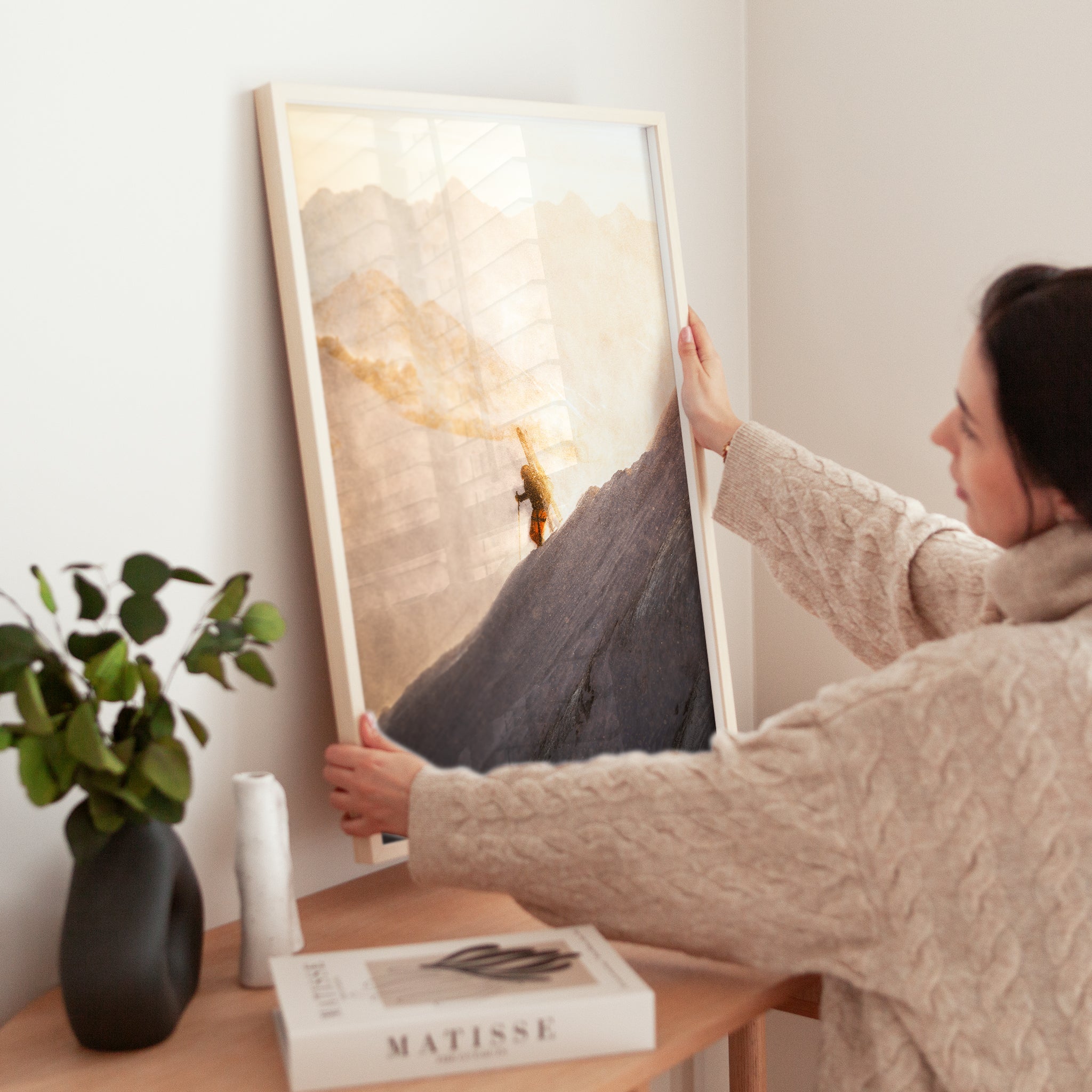 Skier on Midi Arete Wall Art Print | Chamonix Ski Adventure Decor