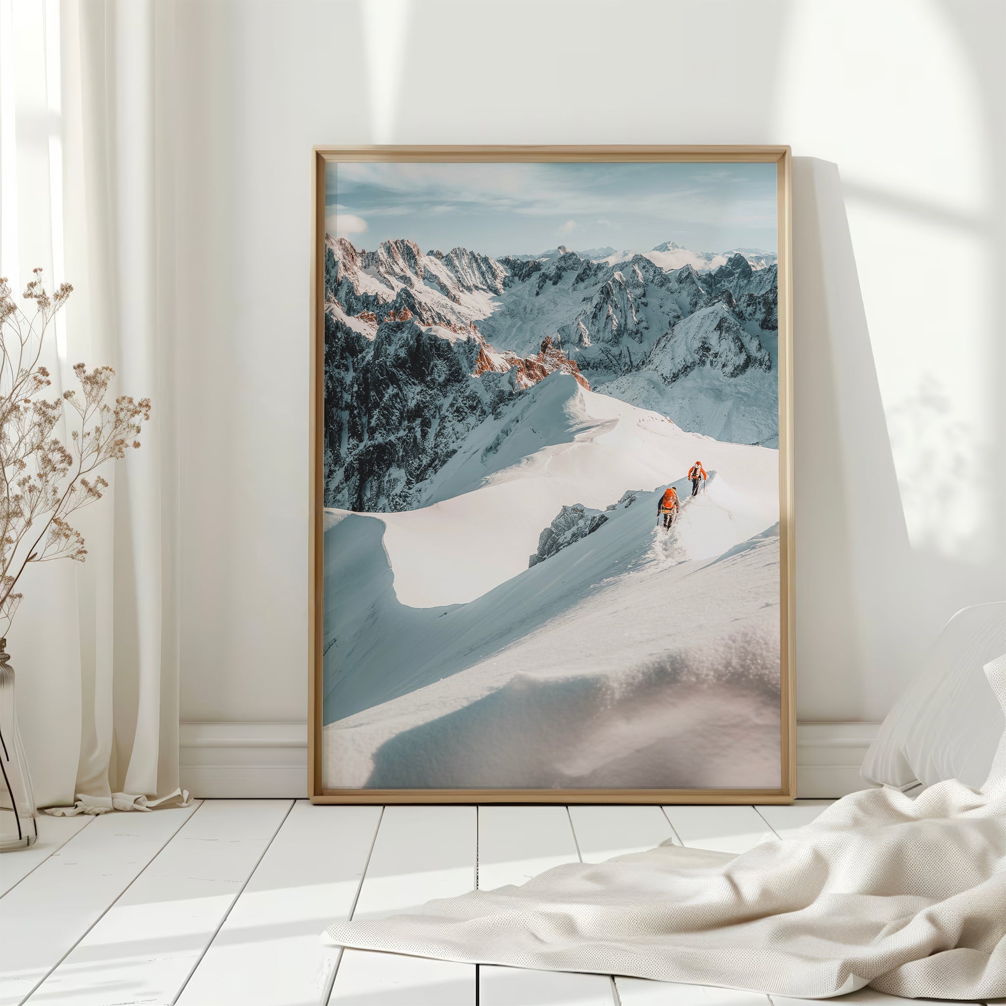 Mountaineers on the Aiguille du Midi Arête - Chamonix Alpine Landscape