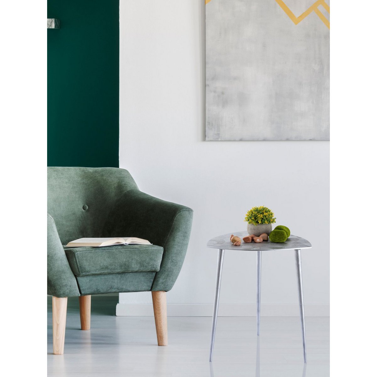 Beistelltisch - Metall Dekotisch - Alster - 40x45x40 cm dreieckig - Aluminium -