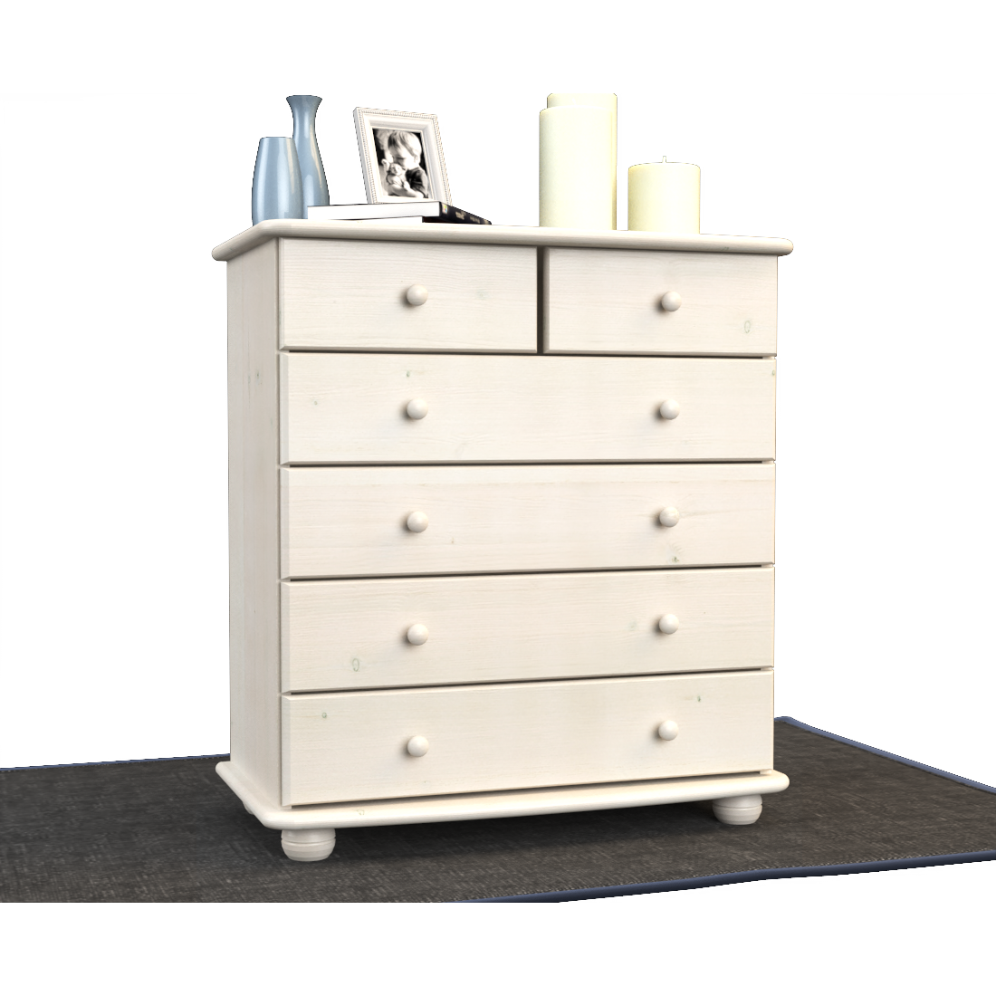 Anika Kommode Sideboard | Anrichte | 6-Schubladen | 100% Bio Kiefer Massivholz