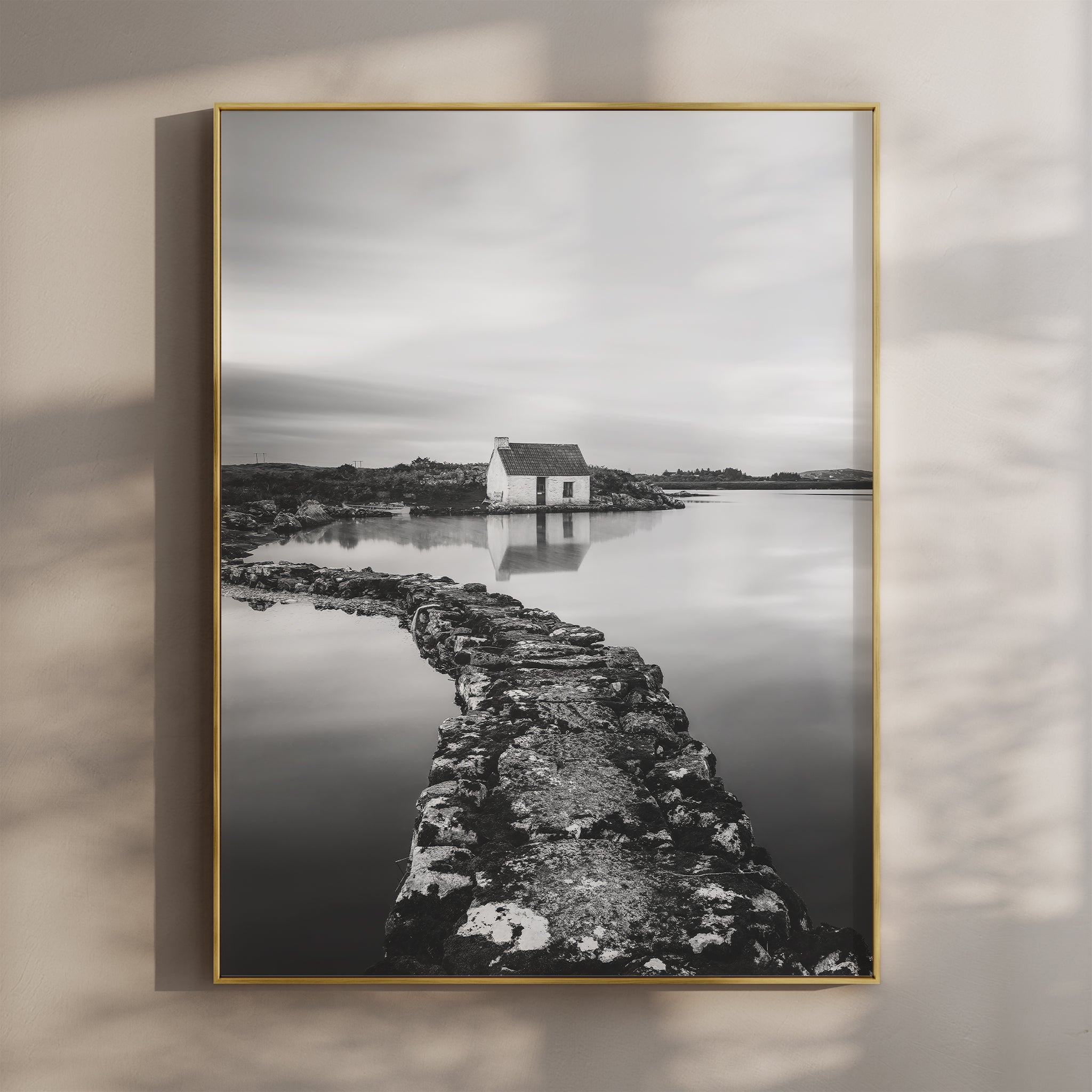 Fisherman’s Bothy, Connemara – Black and White Ireland Wall Art Print