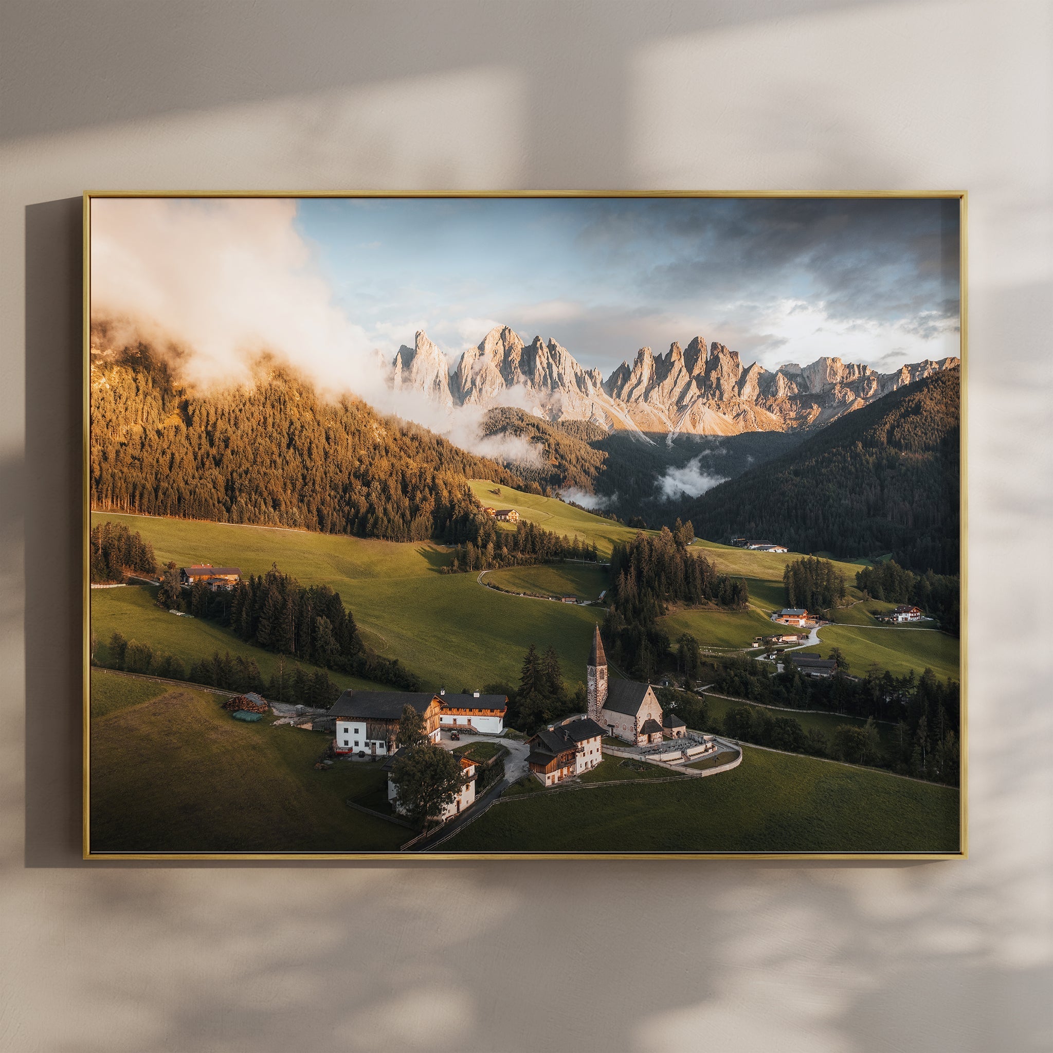 St. Magdalena Dolomites Print – Sunrise Landscape Photography Wall Art