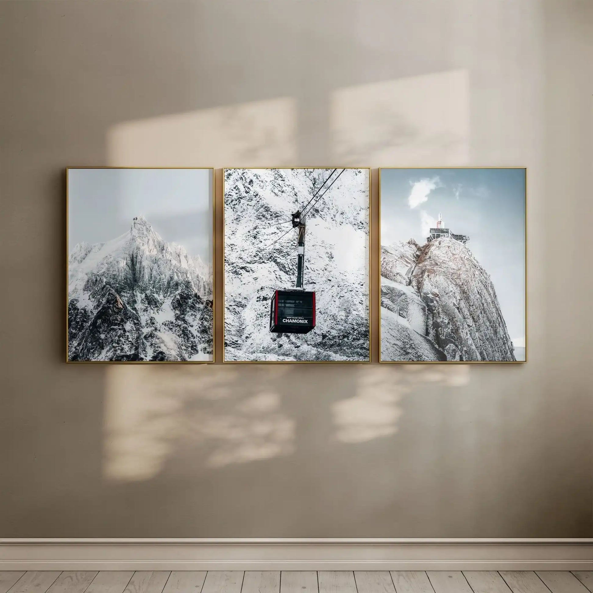 Aiguille du Midi Wall Art Set of 3 - Mountain Triptych Prints by Chamonix Prints