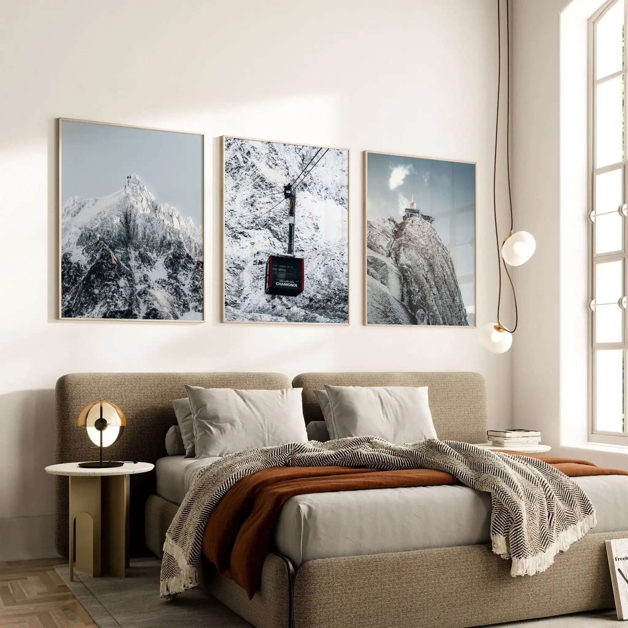 Aiguille du Midi Wall Art Set of 3 - Mountain Triptych Prints by Chamonix Prints