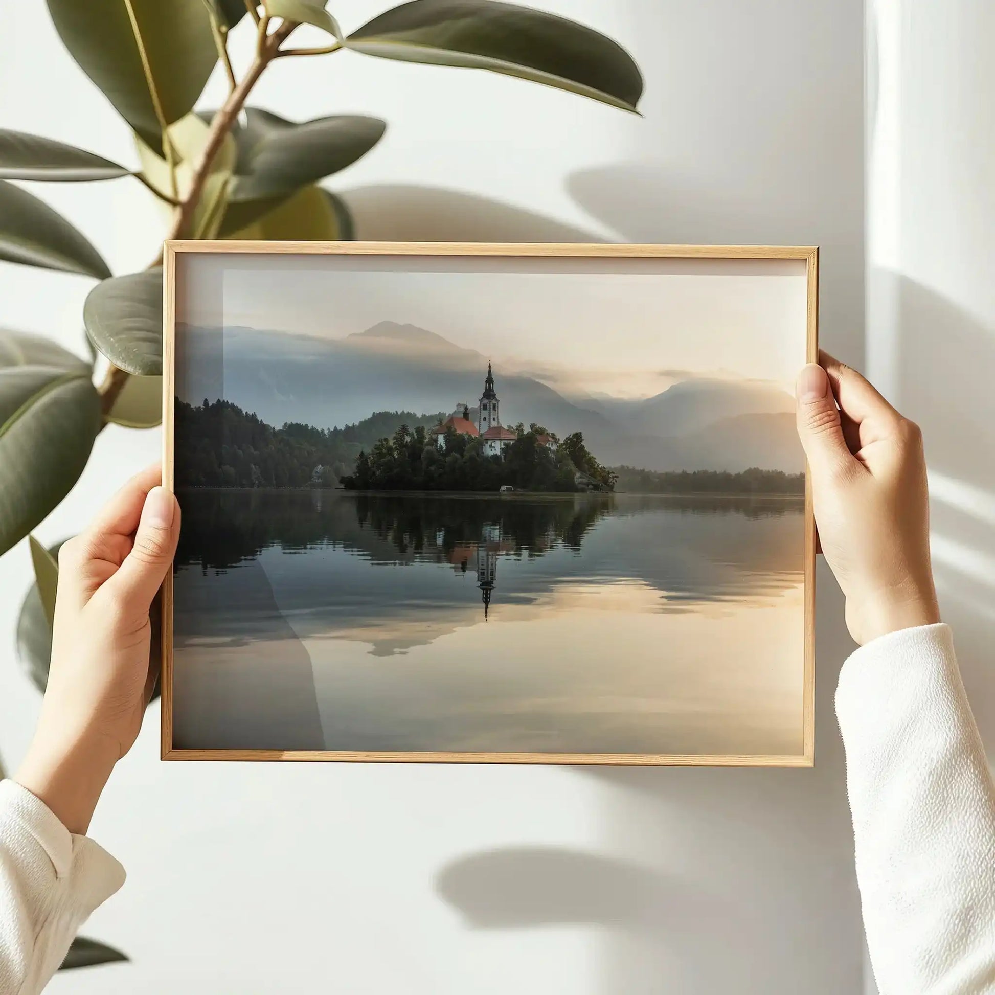 Lake Bled Sunrise Wall Art – Island Church & Reflections Print by Chamonix Prints