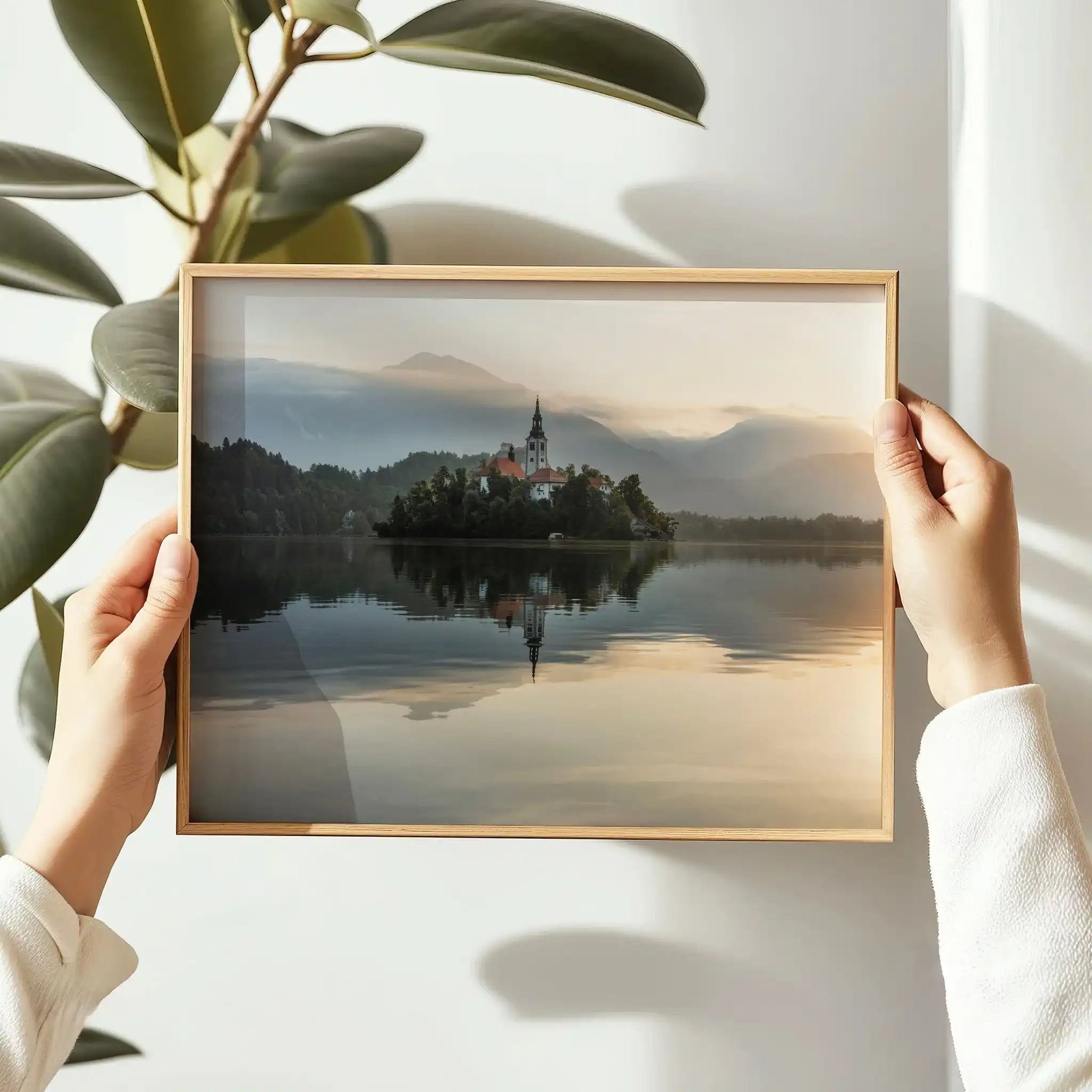Lake Bled Sunrise Wall Art – Island Church & Reflections Print by Chamonix Prints