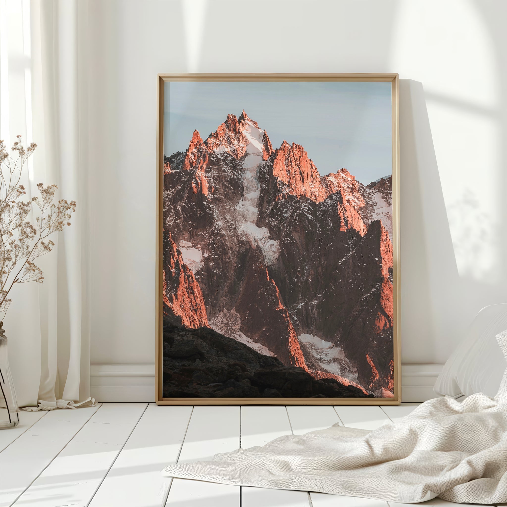 Aiguille de Chamonix Sunset Wall Art | Alpine Mountain Print