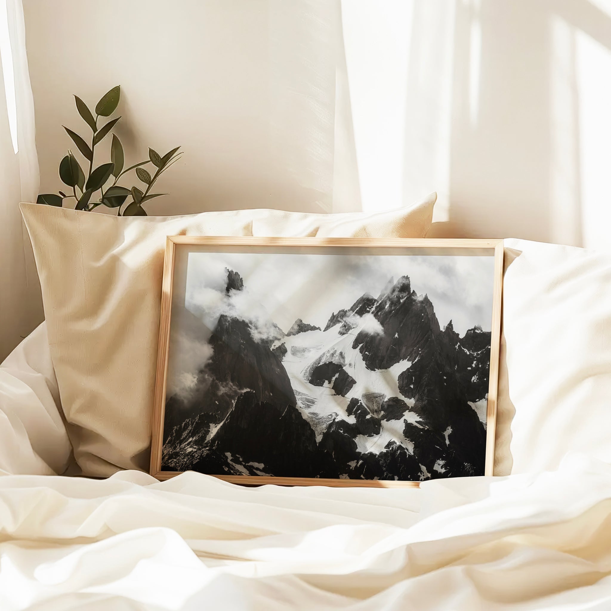 Black and White Needles of Chamonix Photography Print | Mountain Wall Art