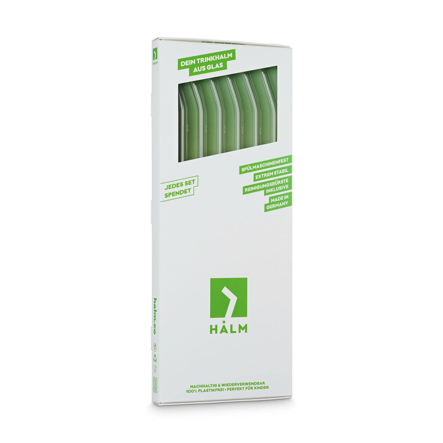 6x 30cm (Gebogen) Glasstrohhalme 0,33 - 0,6 Liter