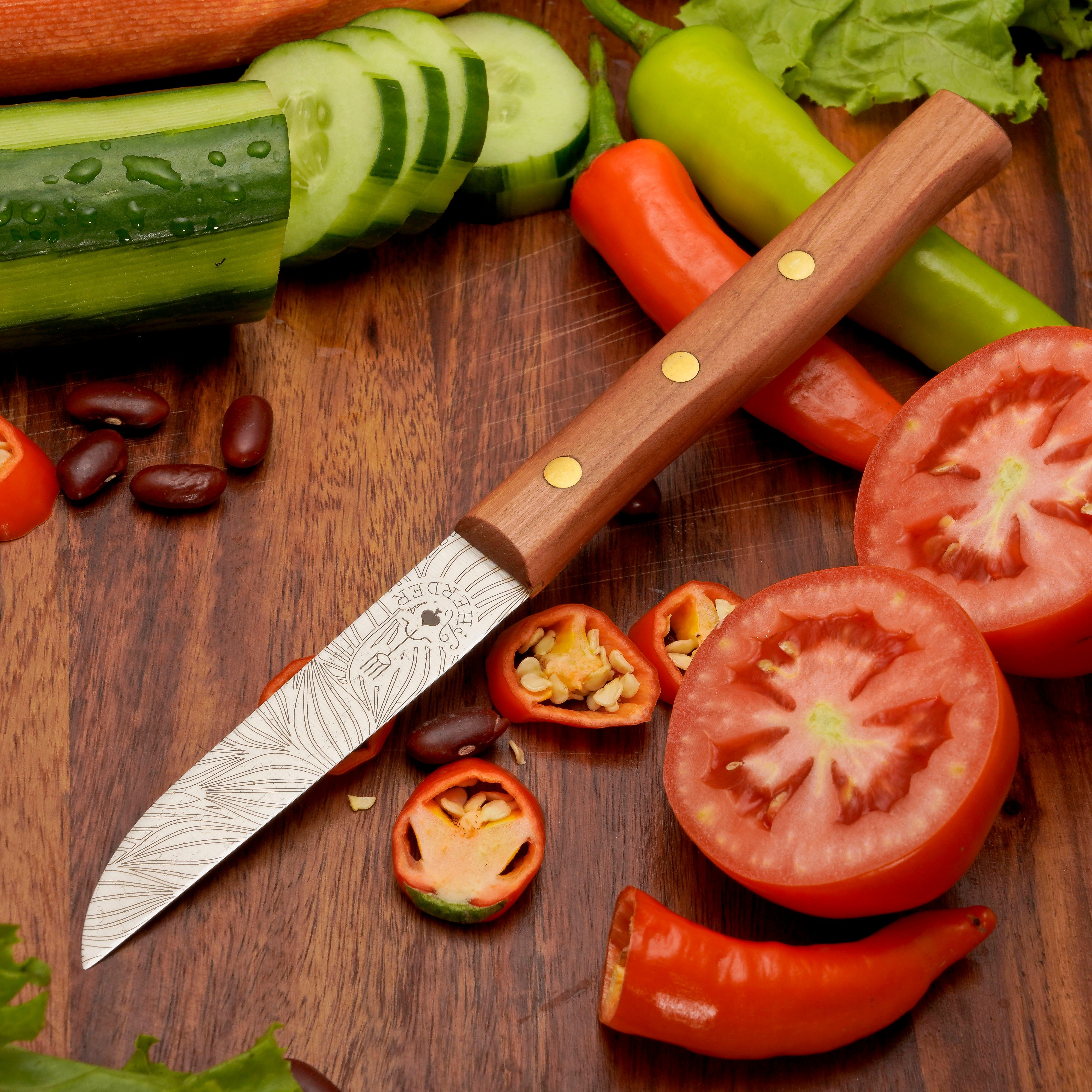Gemüsemesser Zöppken Style Aus Solingen Mit Dünnschliff Technologie Edler Holzgriff Und Lasergravur Rostfrei Ergonomisch
