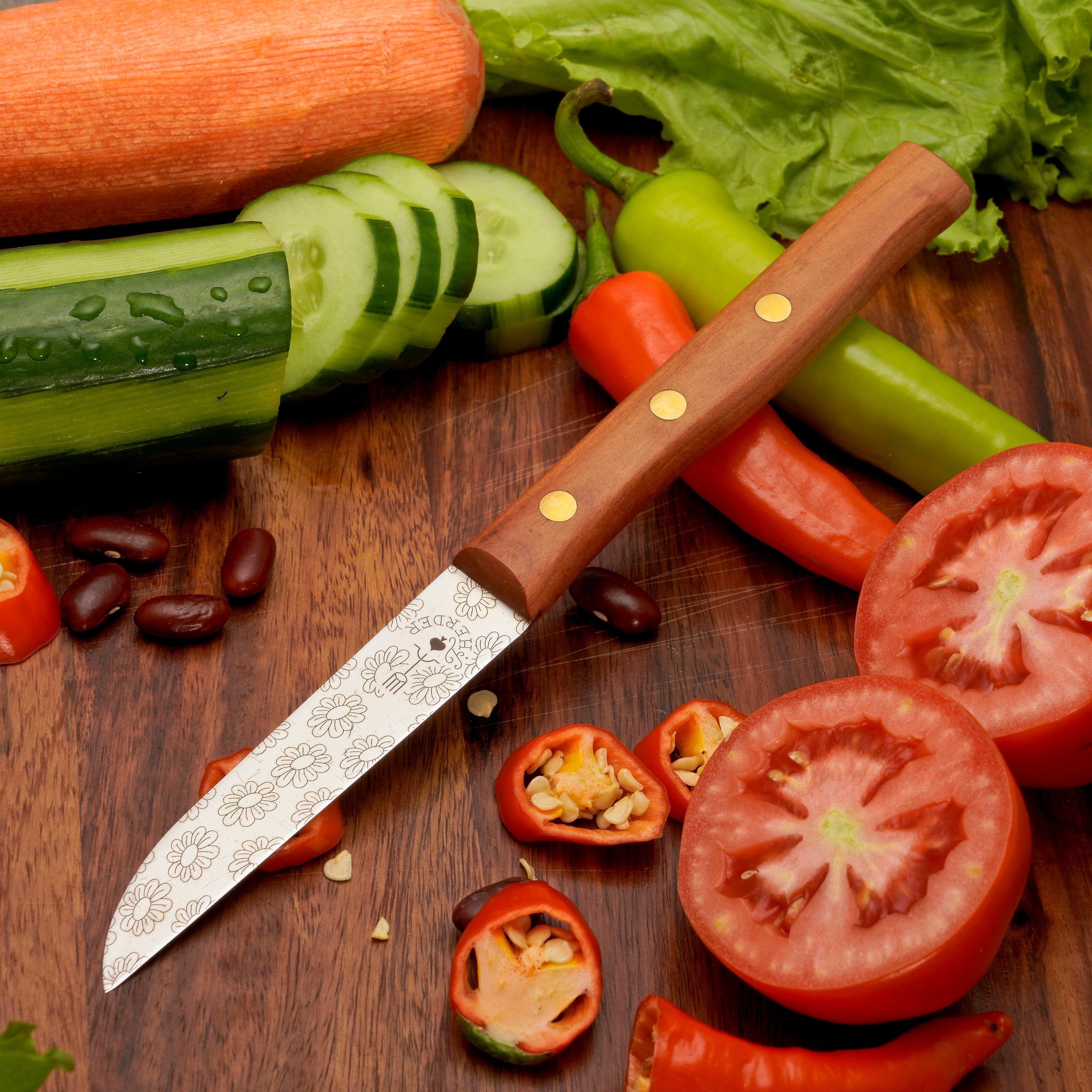 Gemüsemesser Zöppken Style Aus Solingen Mit Dünnschliff Technologie Edler Holzgriff Und Lasergravur Rostfrei Ergonomisch