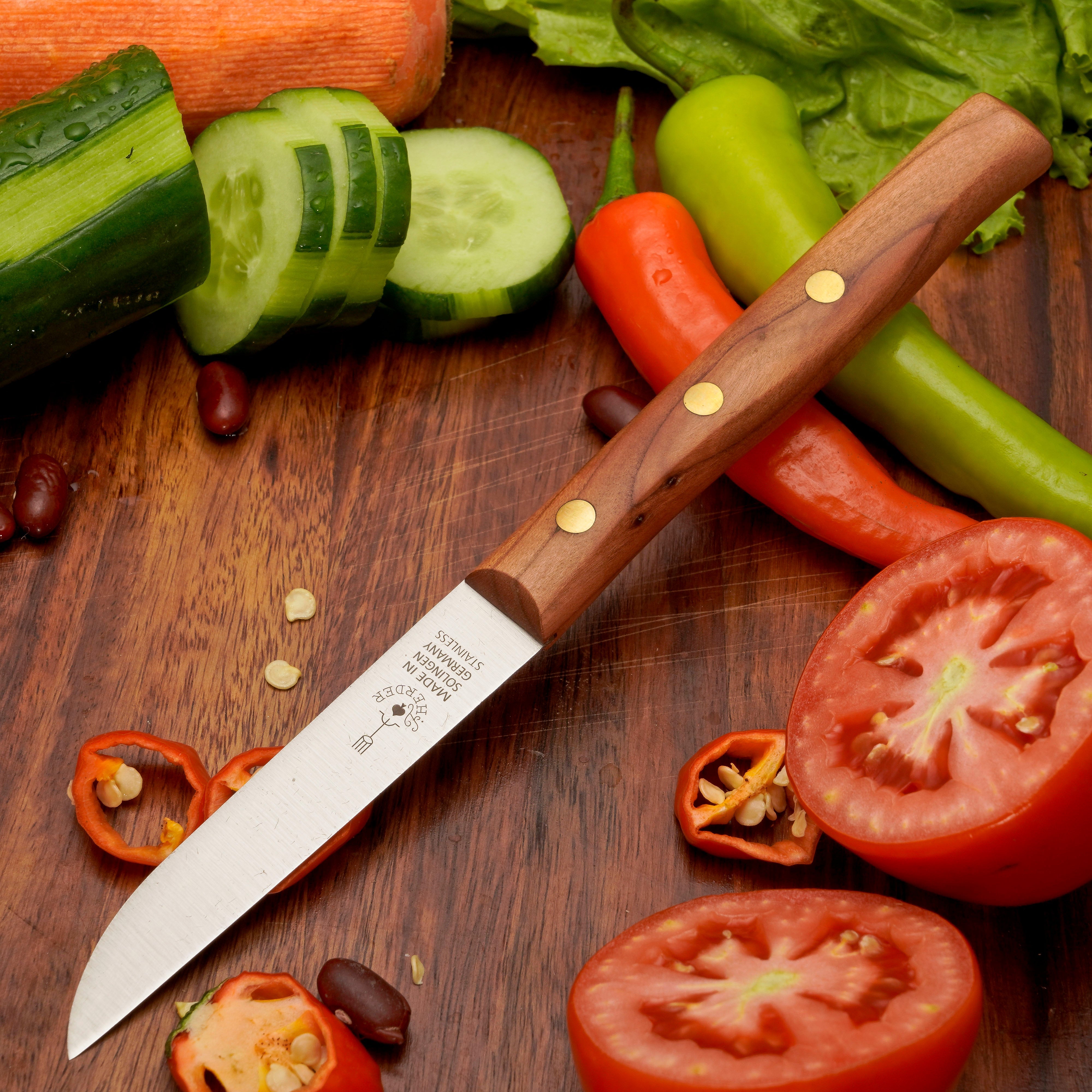Gemüsemesser Zöppken Style Aus Solingen Mit Dünnschliff Technologie Edler Holzgriff Und Lasergravur Rostfrei Ergonomisch