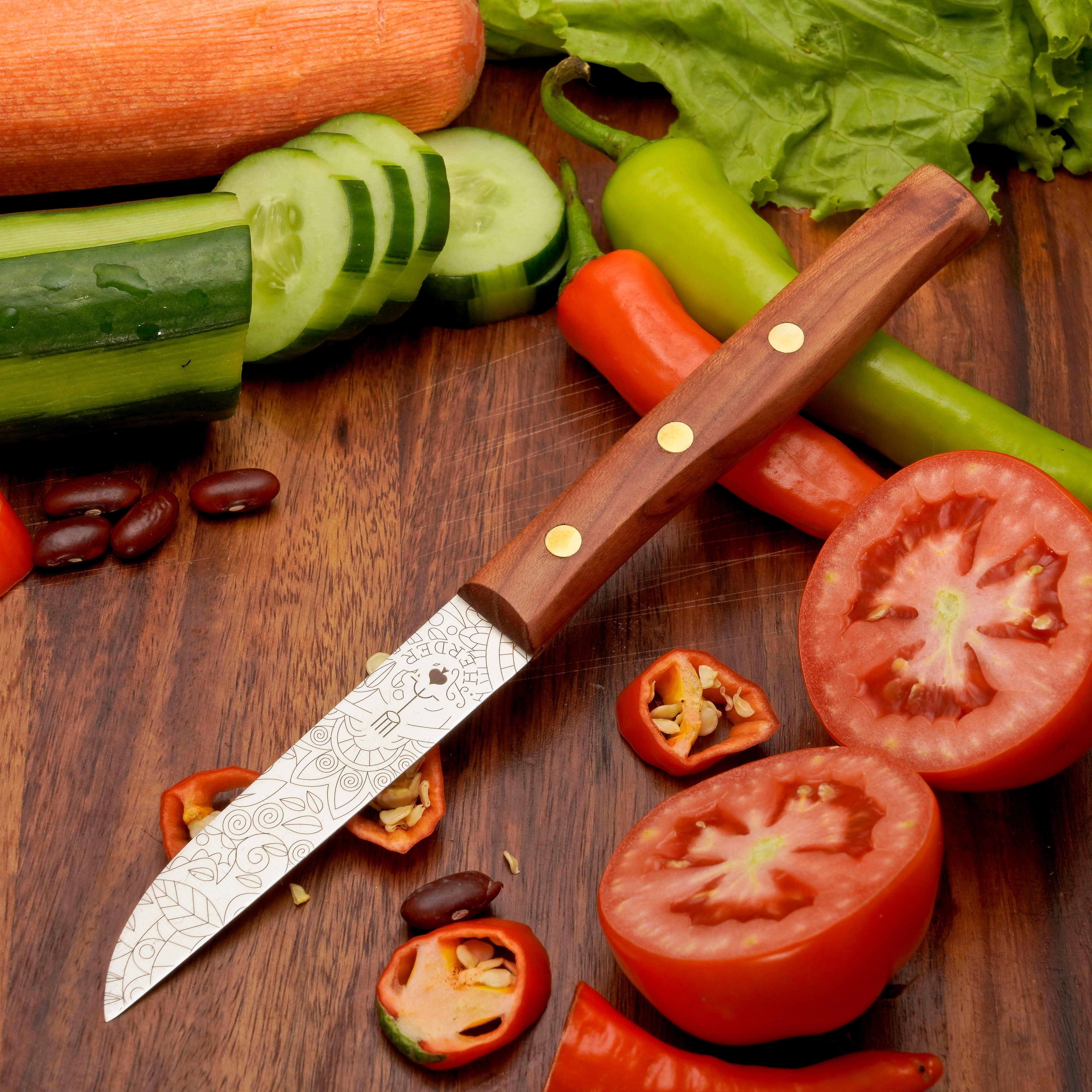 Gemüsemesser Zöppken Style Aus Solingen Mit Dünnschliff Technologie Edler Holzgriff Und Lasergravur Rostfrei Ergonomisch