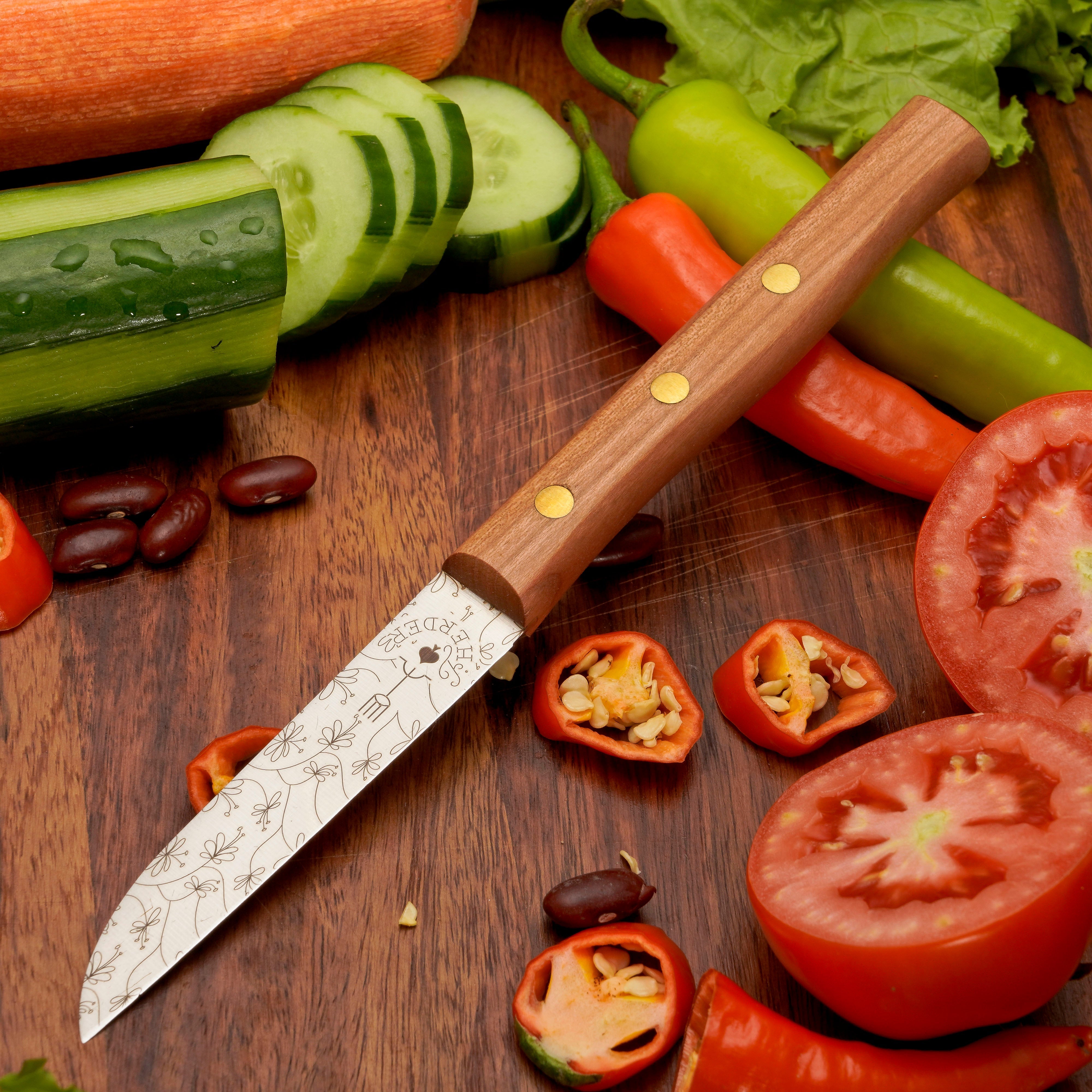 Gemüsemesser Zöppken Style Aus Solingen Mit Dünnschliff Technologie Edler Holzgriff Und Lasergravur Rostfrei Ergonomisch