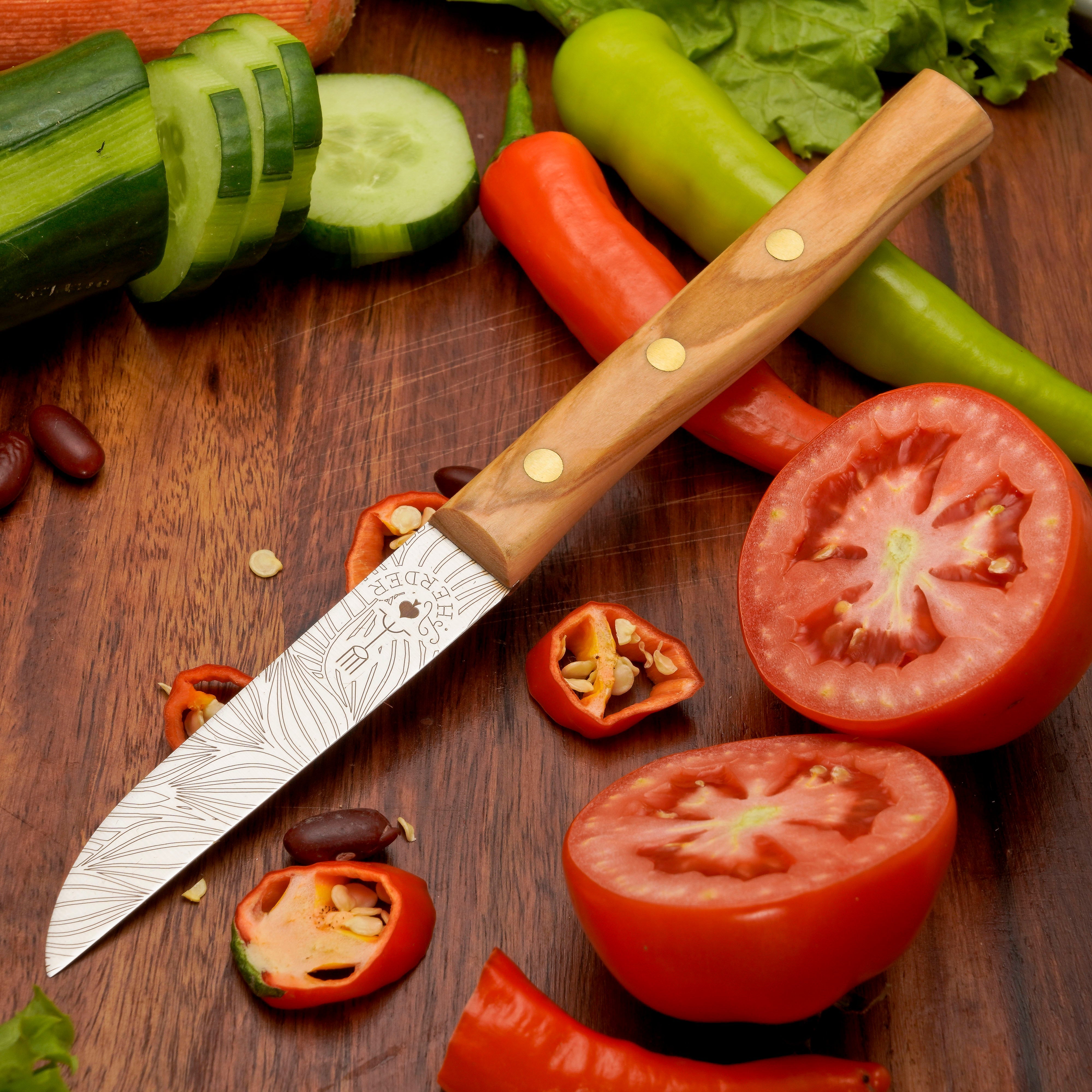 Gemüsemesser Zöppken Style Aus Solingen Mit Dünnschliff Technologie Edler Holzgriff Und Lasergravur Rostfrei Ergonomisch