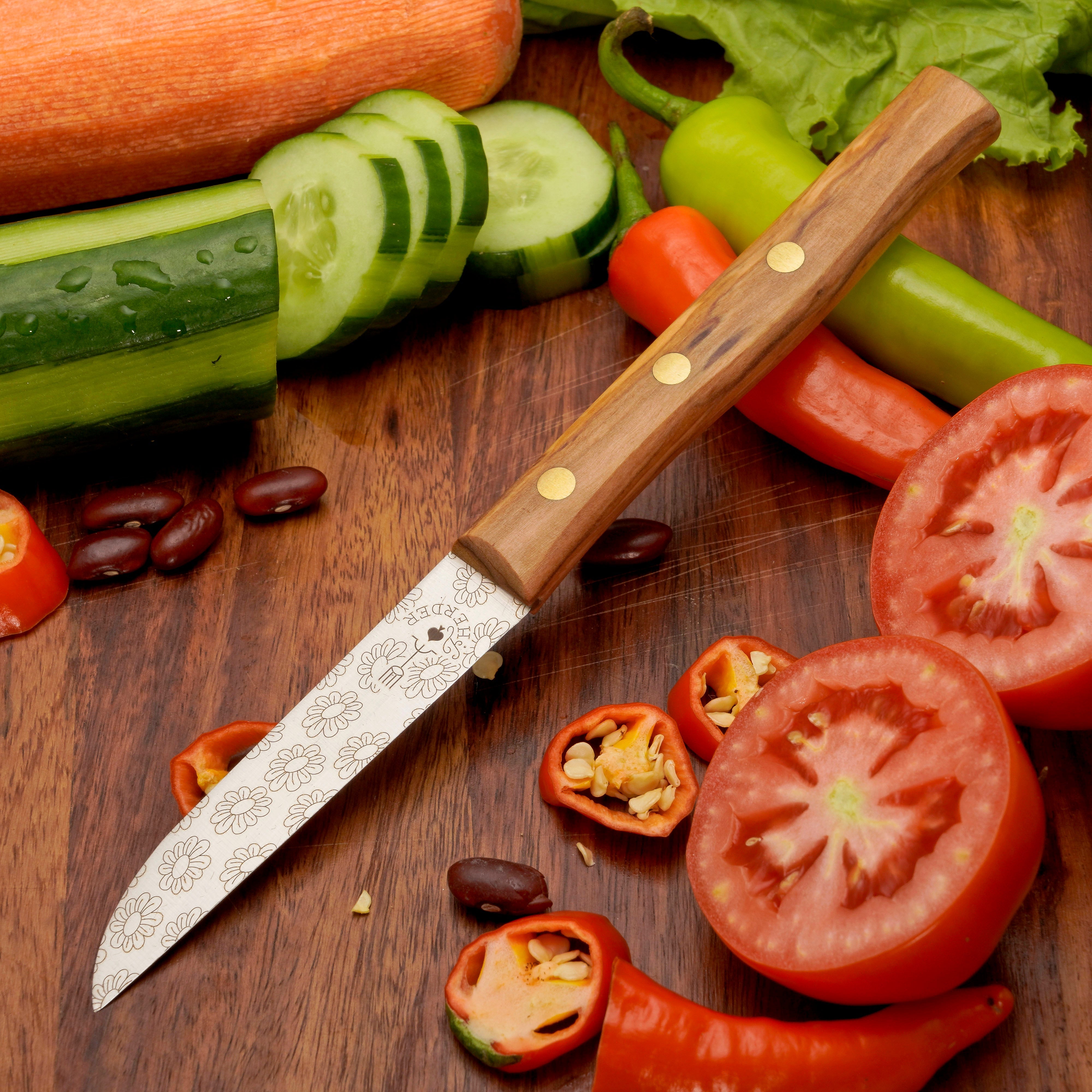 Gemüsemesser Zöppken Style Aus Solingen Mit Dünnschliff Technologie Edler Holzgriff Und Lasergravur Rostfrei Ergonomisch