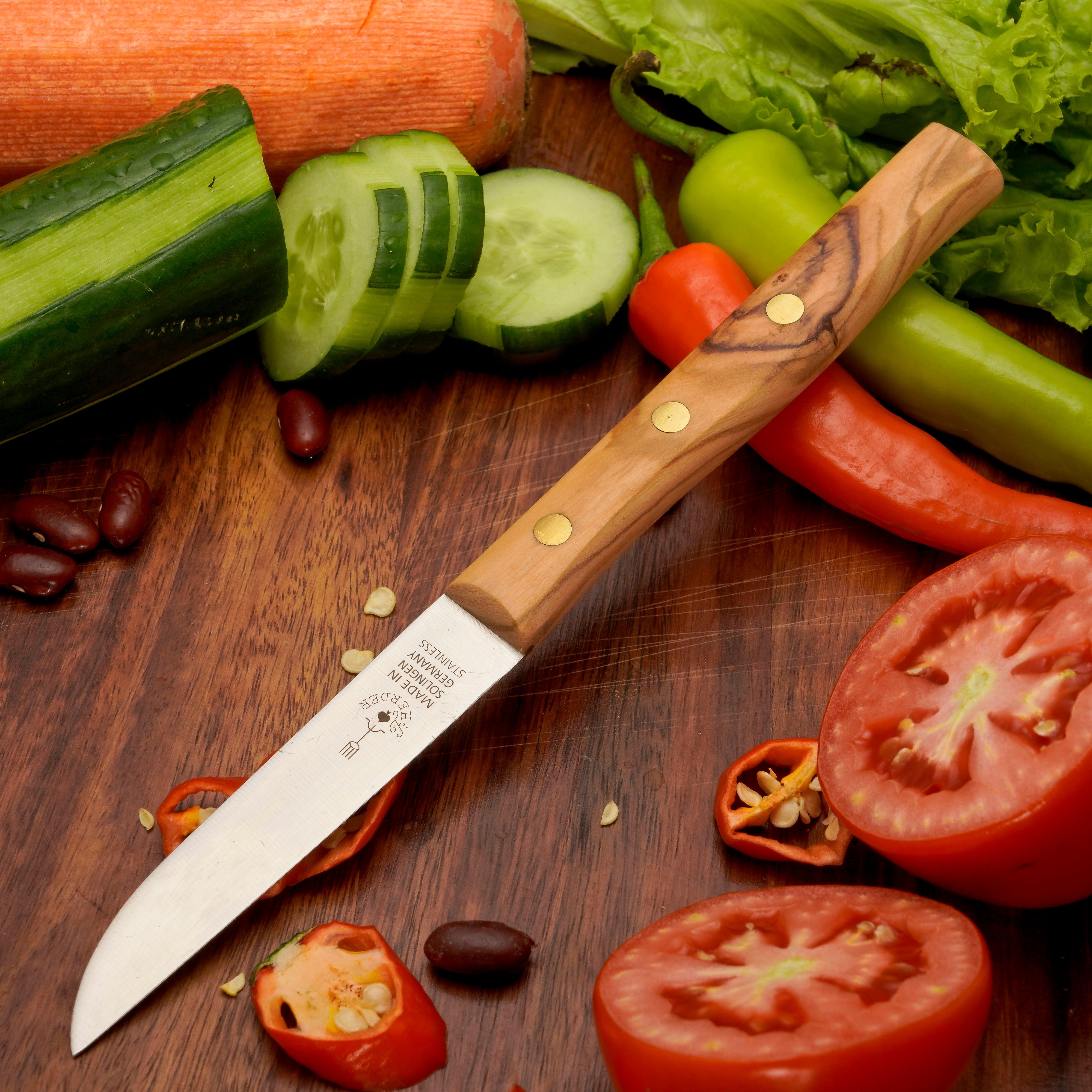 Gemüsemesser Zöppken Style Aus Solingen Mit Dünnschliff Technologie Edler Holzgriff Und Lasergravur Rostfrei Ergonomisch