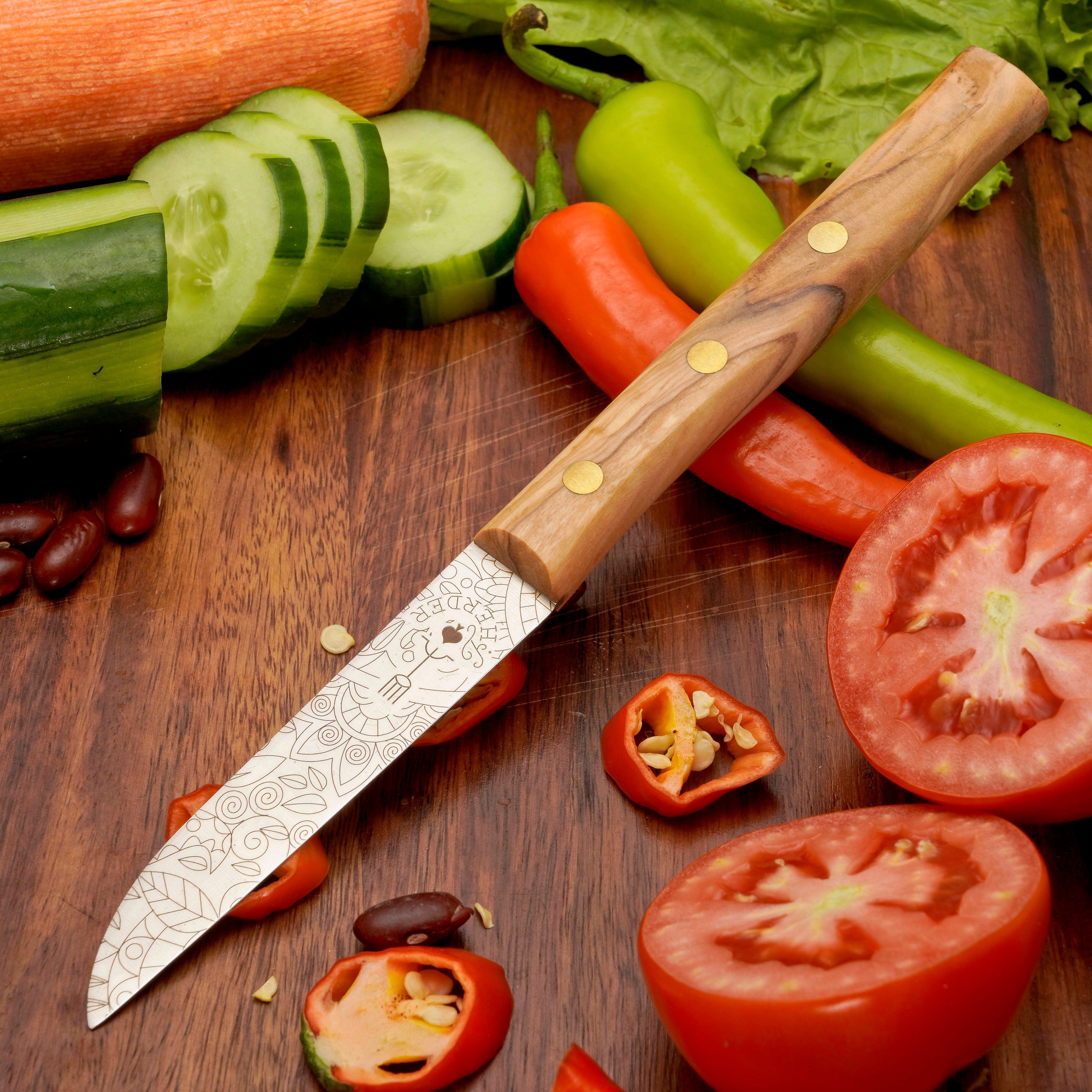 Gemüsemesser Zöppken Style Aus Solingen Mit Dünnschliff Technologie Edler Holzgriff Und Lasergravur Rostfrei Ergonomisch