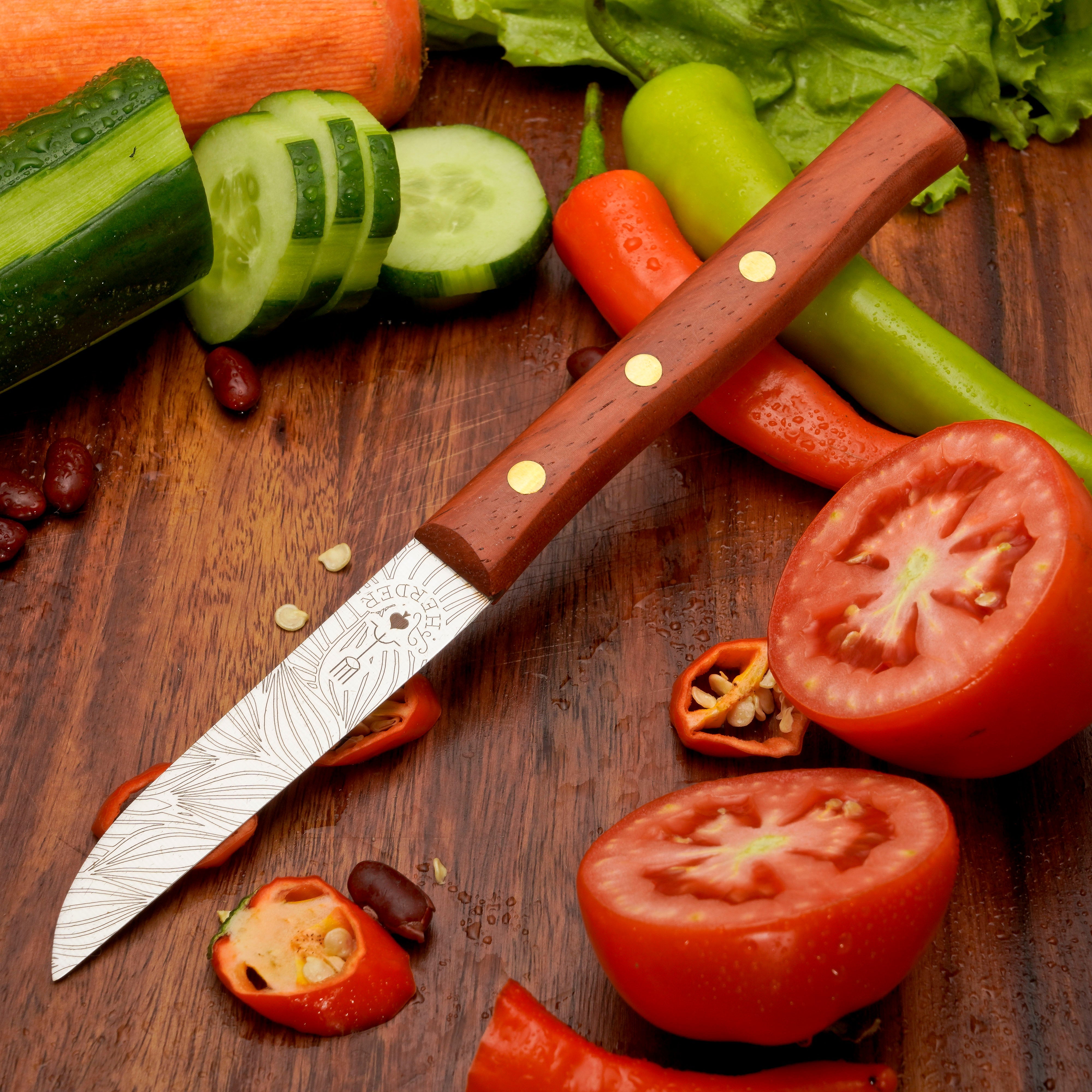 Gemüsemesser Zöppken Style Aus Solingen Mit Dünnschliff Technologie Edler Holzgriff Und Lasergravur Rostfrei Ergonomisch