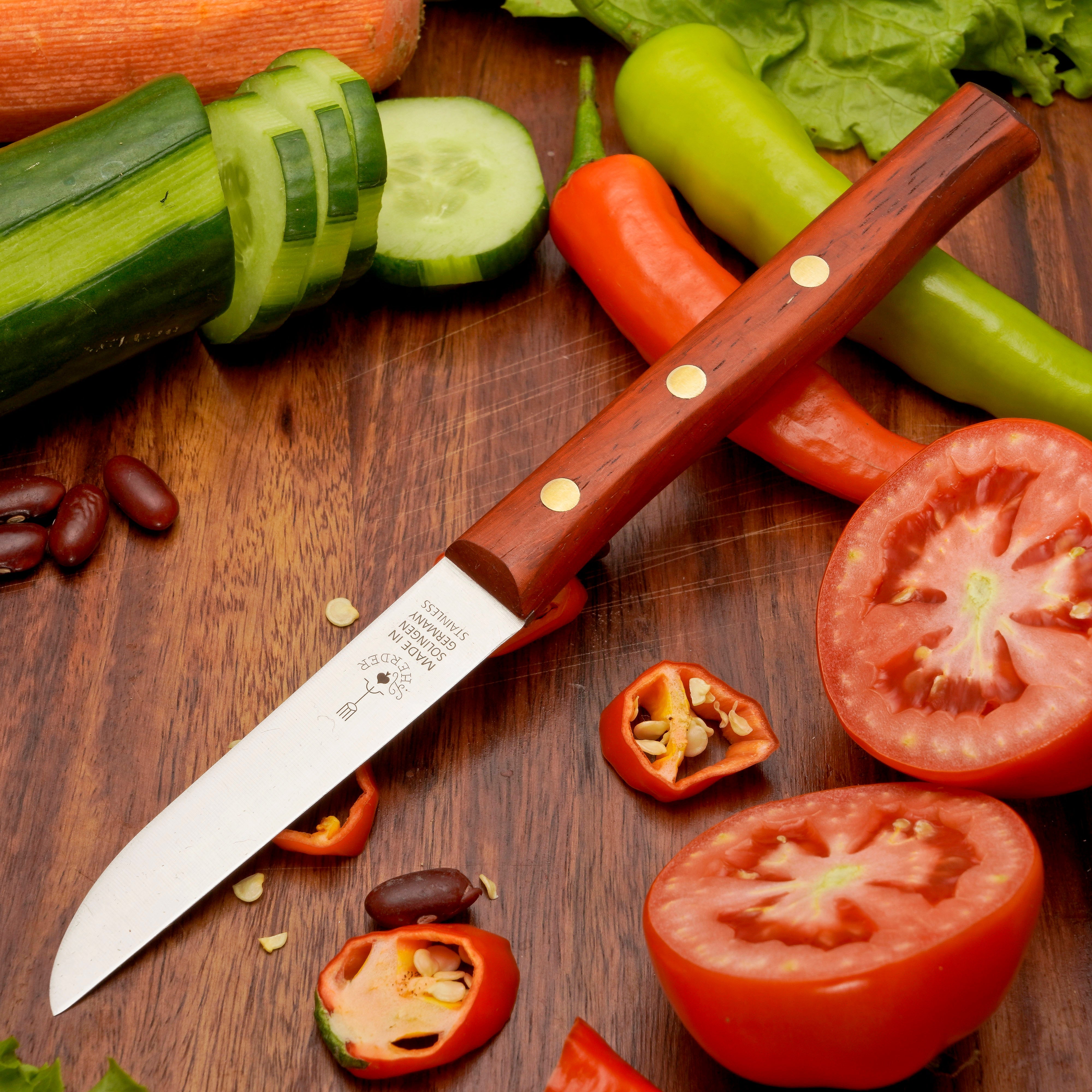 Gemüsemesser Zöppken Style Aus Solingen Mit Dünnschliff Technologie Edler Holzgriff Und Lasergravur Rostfrei Ergonomisch