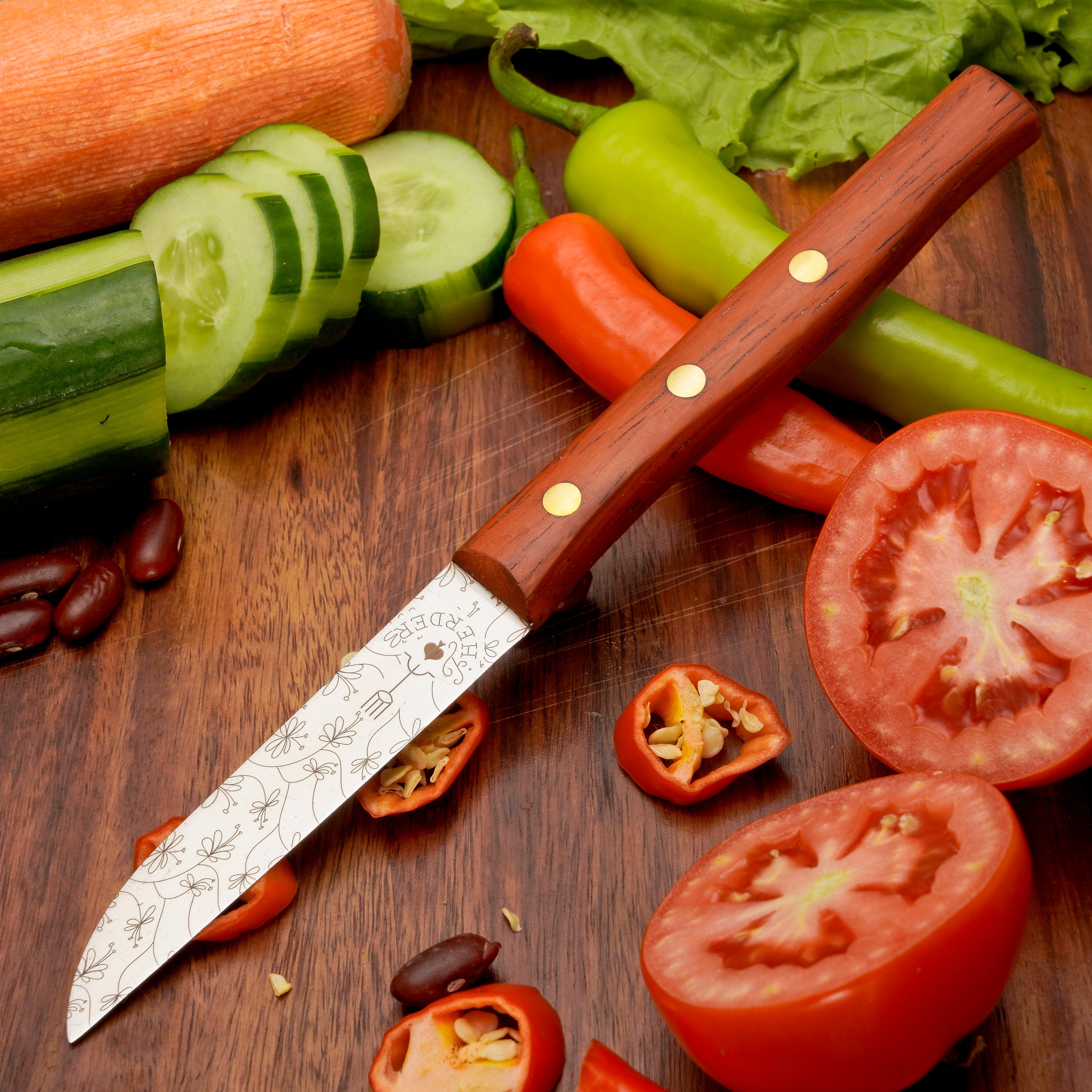 Gemüsemesser Zöppken Style Aus Solingen Mit Dünnschliff Technologie Edler Holzgriff Und Lasergravur Rostfrei Ergonomisch