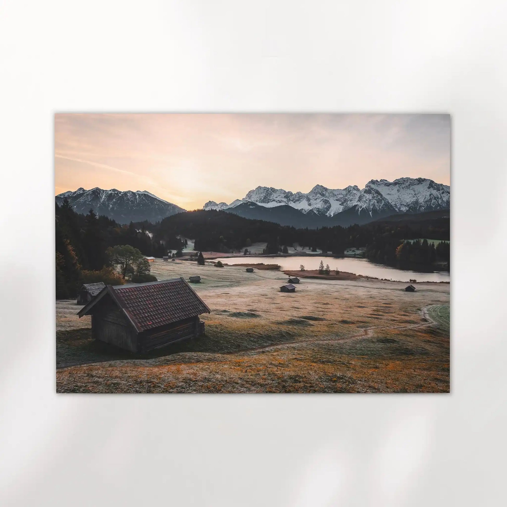 Geroldsee Wall Art – Bavarian Alps Landscape Print with Alpine Huts by Chamonix Prints