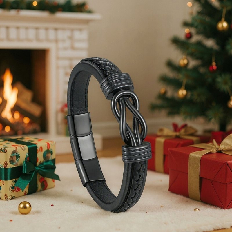 Eternal Unisex Armband Aus Echtleder Und Edelstahl Verstellbar Bis 23 Cm Mit Gravur Und Verlängerungsglied