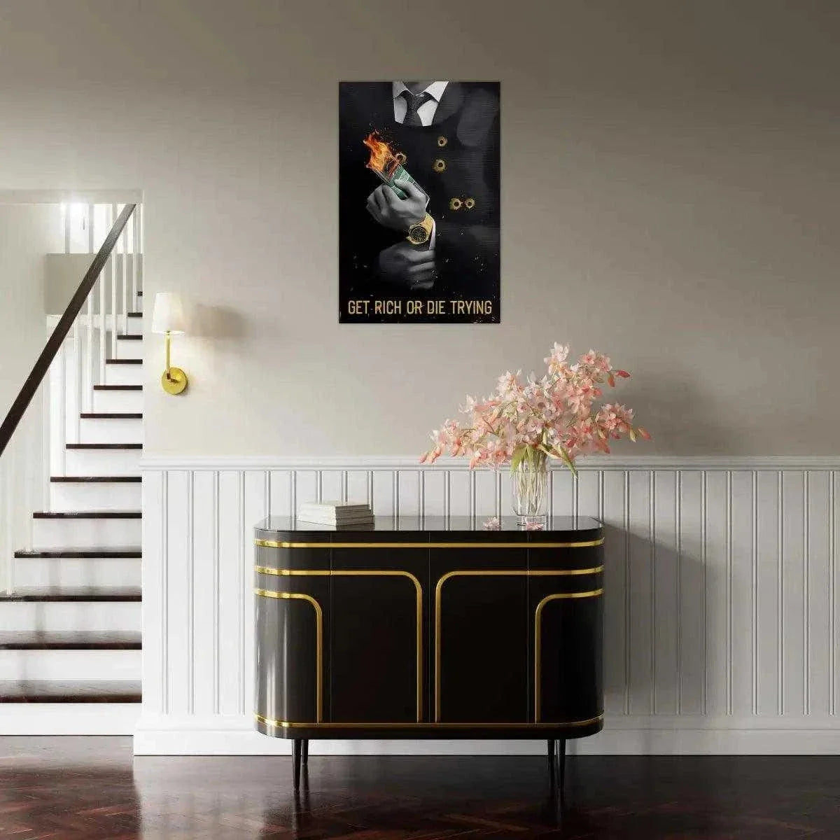 Get rich or die trying - Leinwandbild Motivation by SimpleCanvas