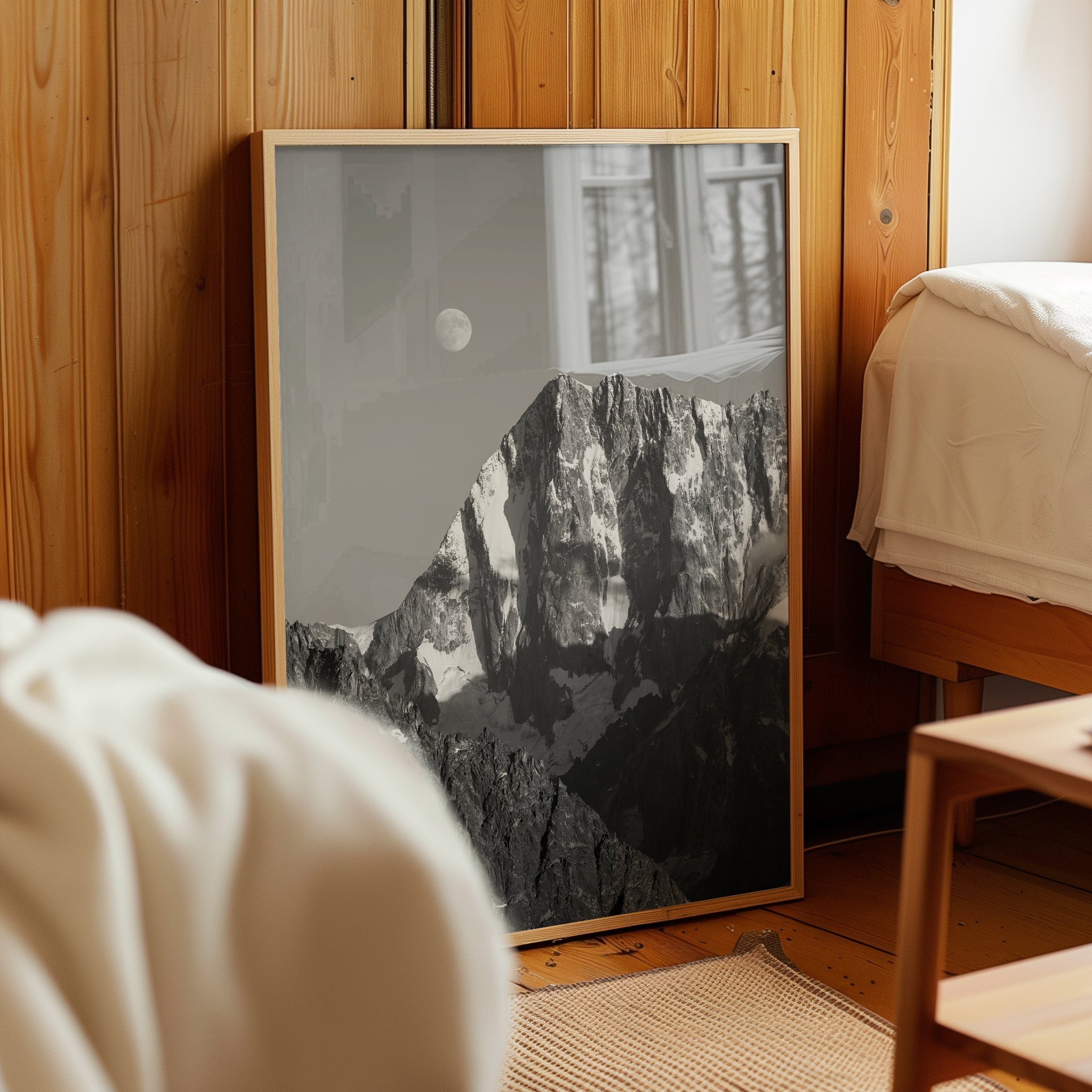 Grandes Jorasses Print – Black and White Mont Blanc Alpine Wall Art