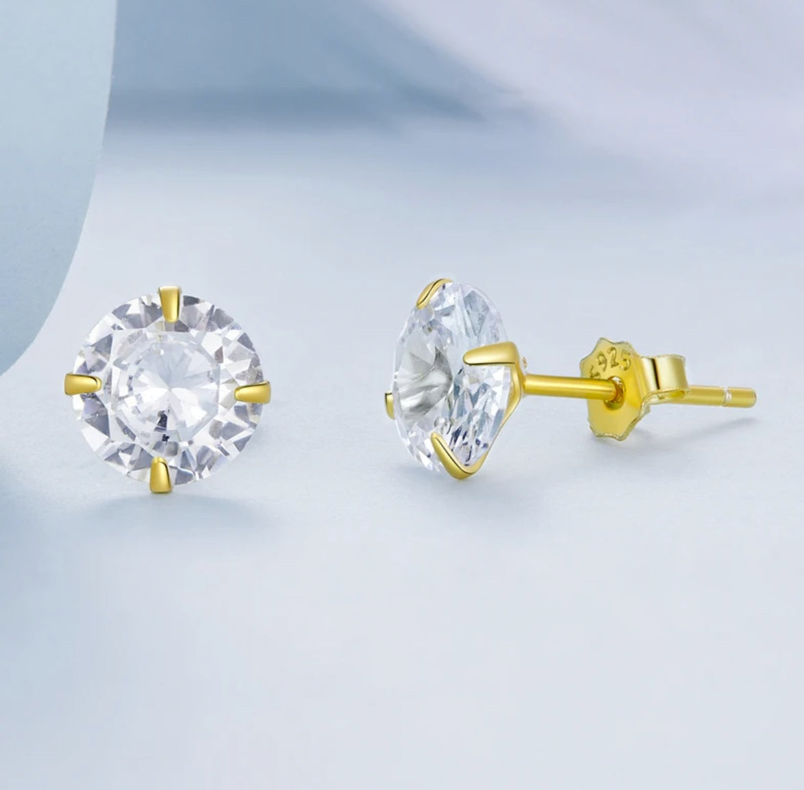 Ohrstecker aus 925er Sterling-Silber, Zirkonia in Brillantschliff, 7mm