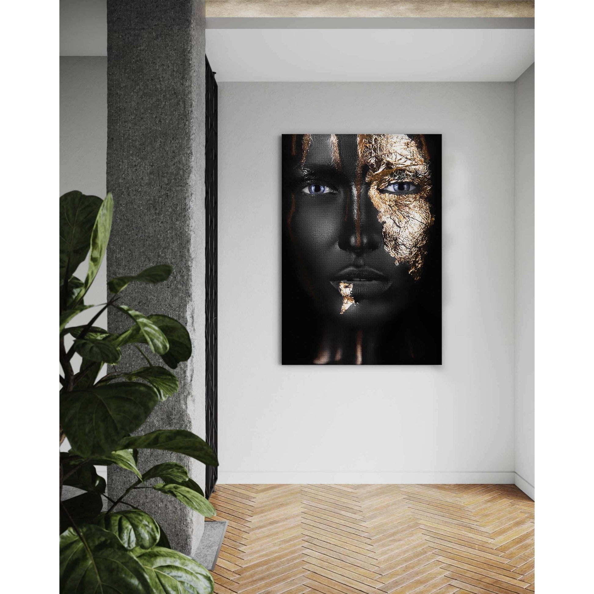 Golden Face I - Leinwandbild Luxuriös by SimpleCanvas