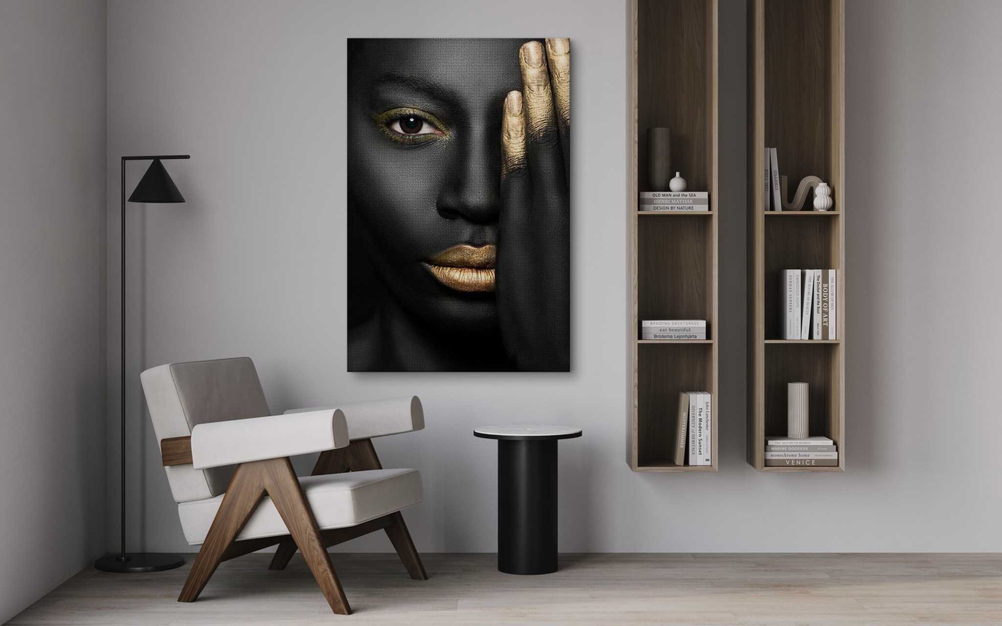 Golden Face II - Leinwandbild Luxuriös by SimpleCanvas