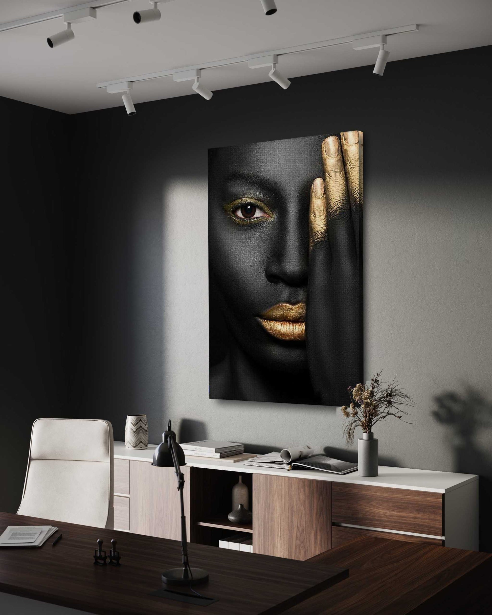 Golden Face II - Leinwandbild Luxuriös by SimpleCanvas