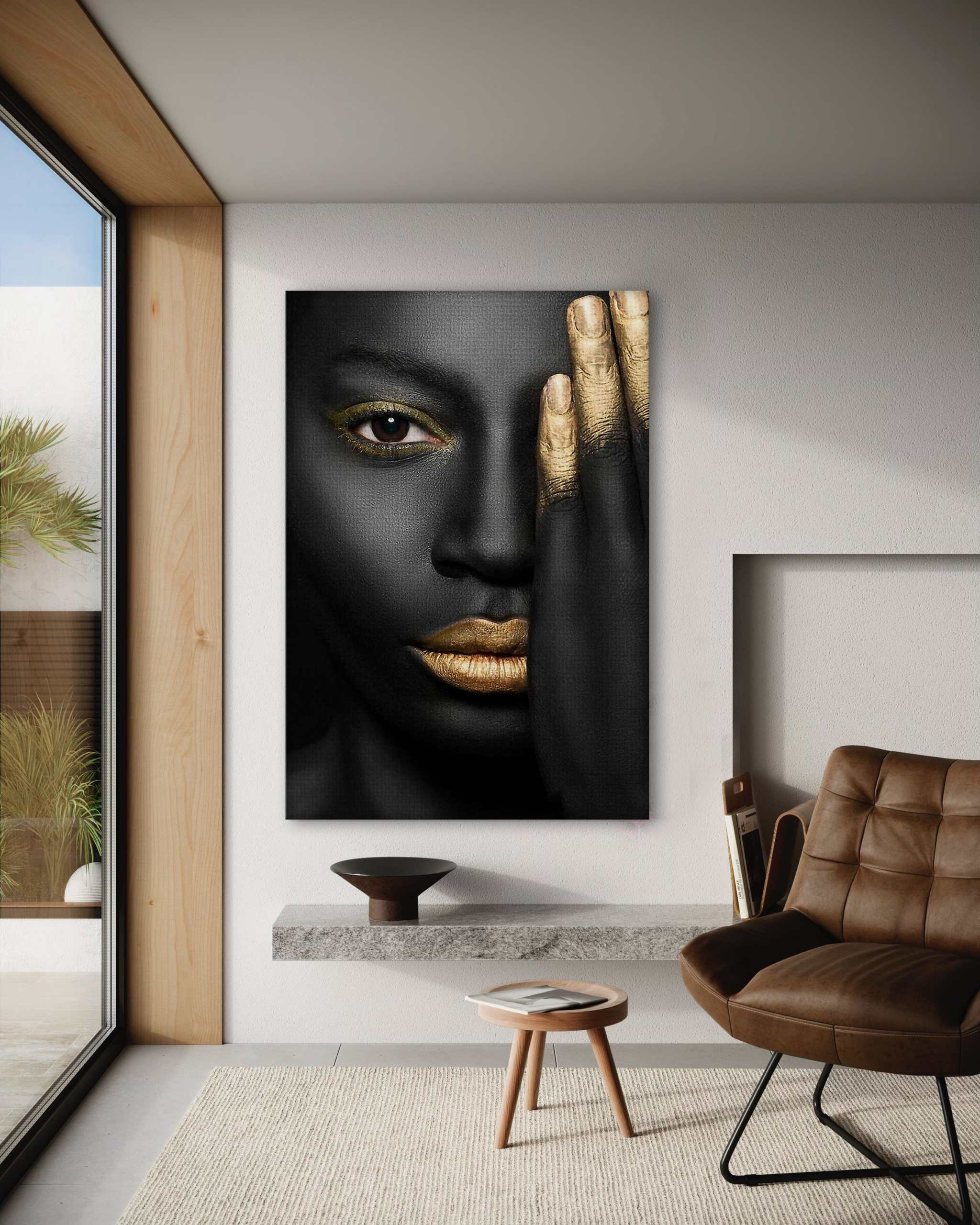 Golden Face II - Leinwandbild Luxuriös by SimpleCanvas