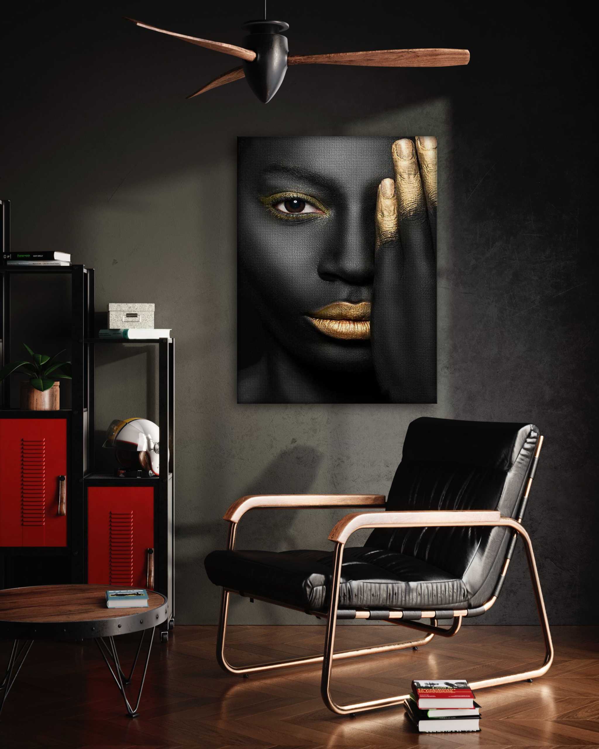 Golden Face II - Leinwandbild Luxuriös by SimpleCanvas