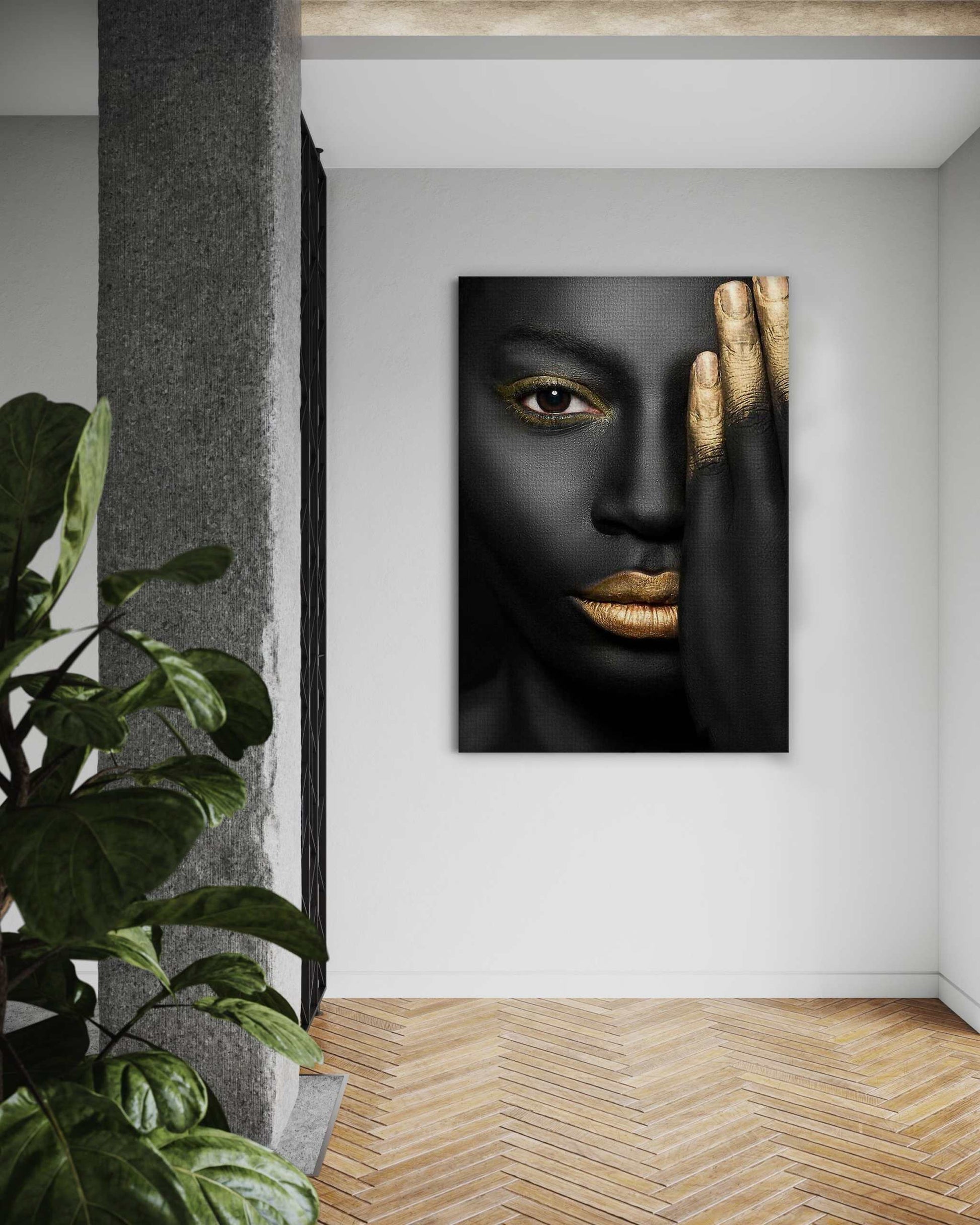 Golden Face II - Leinwandbild Luxuriös by SimpleCanvas