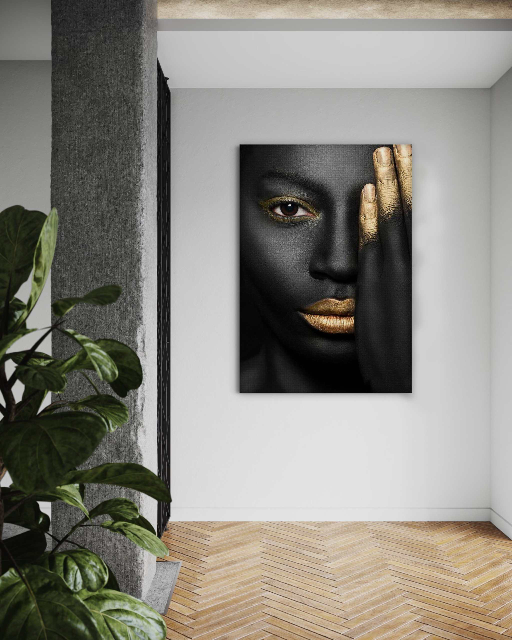 Golden Face II - Leinwandbild Luxuriös by SimpleCanvas